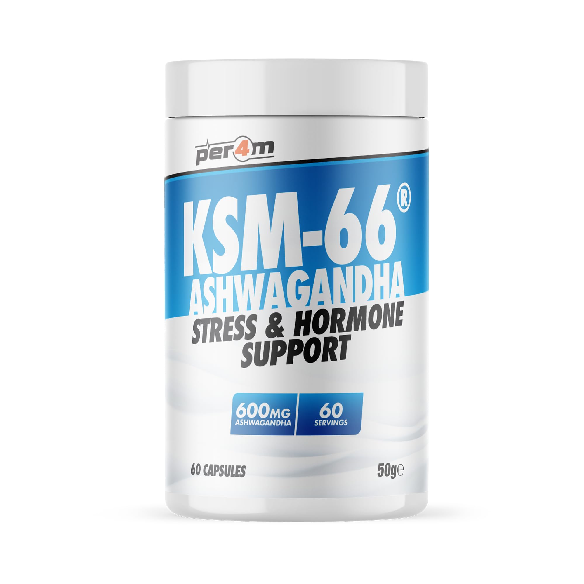 Per4m KSM-66 Ashwagandha | Stress Management and Hormone Balance | Supporting Overall Health and Wellness | 2 Month Supply | 60 Capsules