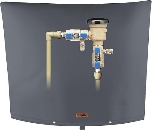 Vista 41 de TOHONFOO Cubierta aislante de tubería para prevención de reflujo (5 °F) – Bolsa aislada para válvula de aspersor de riego – Cubierta de bomba