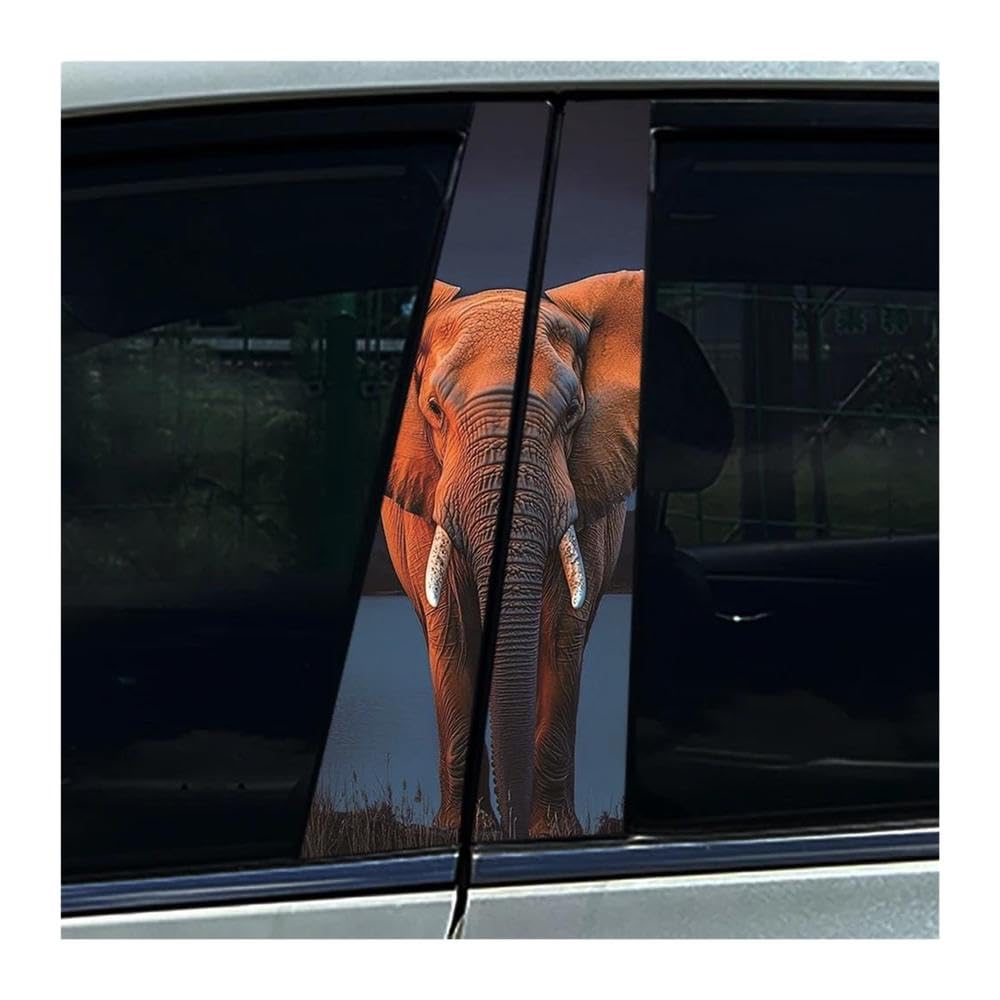 Body Parts 2pcs Car B-Pillar Stickers Elephant Car Center Column Decoration Cover Scratches Waterproof Decals(Type A)