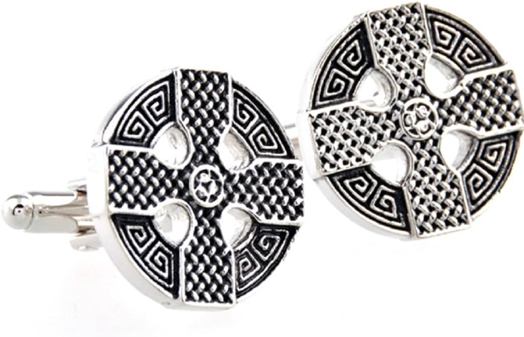 MRCUFF Celtic Cross Irish Ireland Cufflinks Pair in a Presentation Gift Box & Polishing Cloth