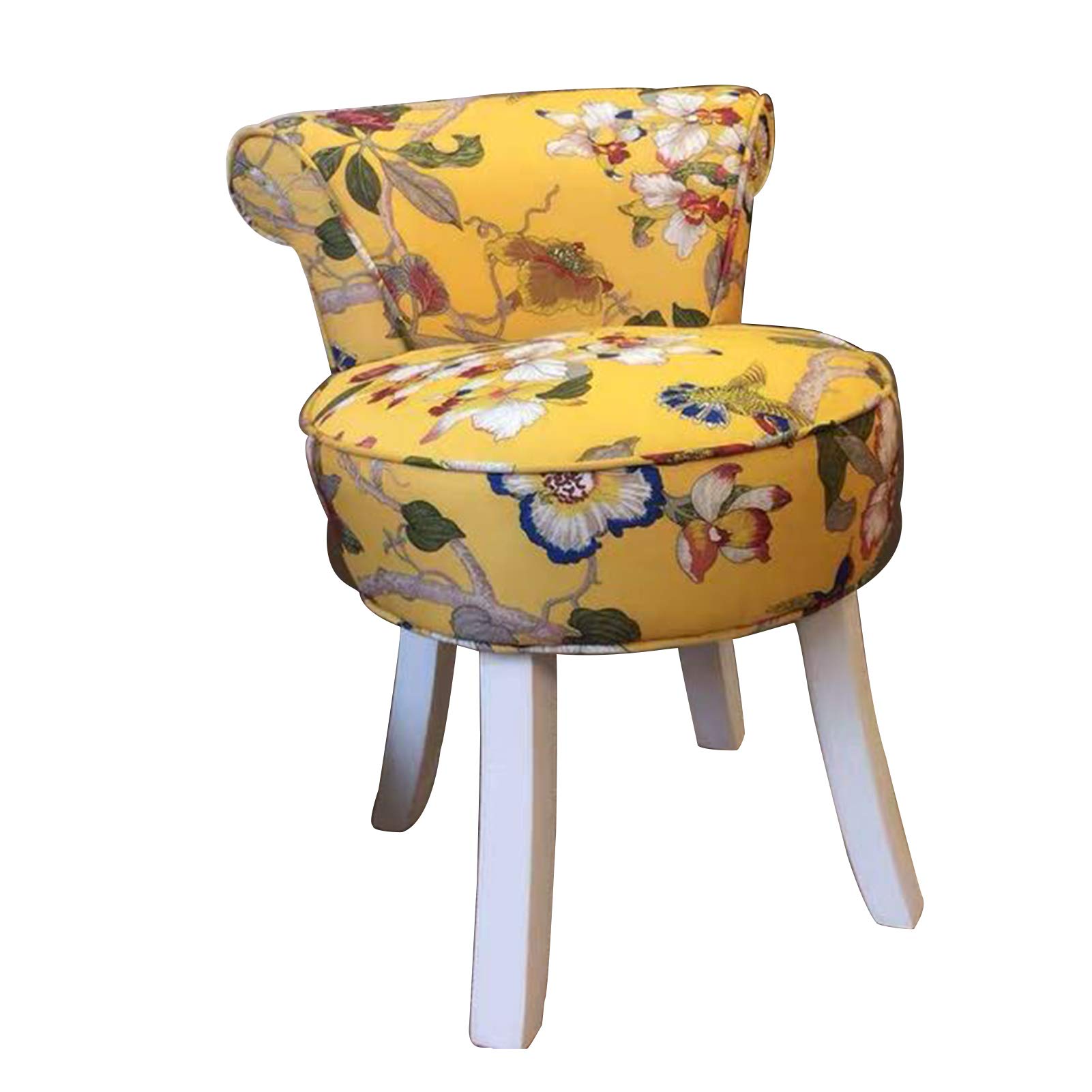 sdneNest Moderno sgabello da toeletta con schienale basso, panca imbottita con gambe in legno di gomma bianca, sedia in spugna ad alta elasticità per camera da letto, elegante salotto per salotto