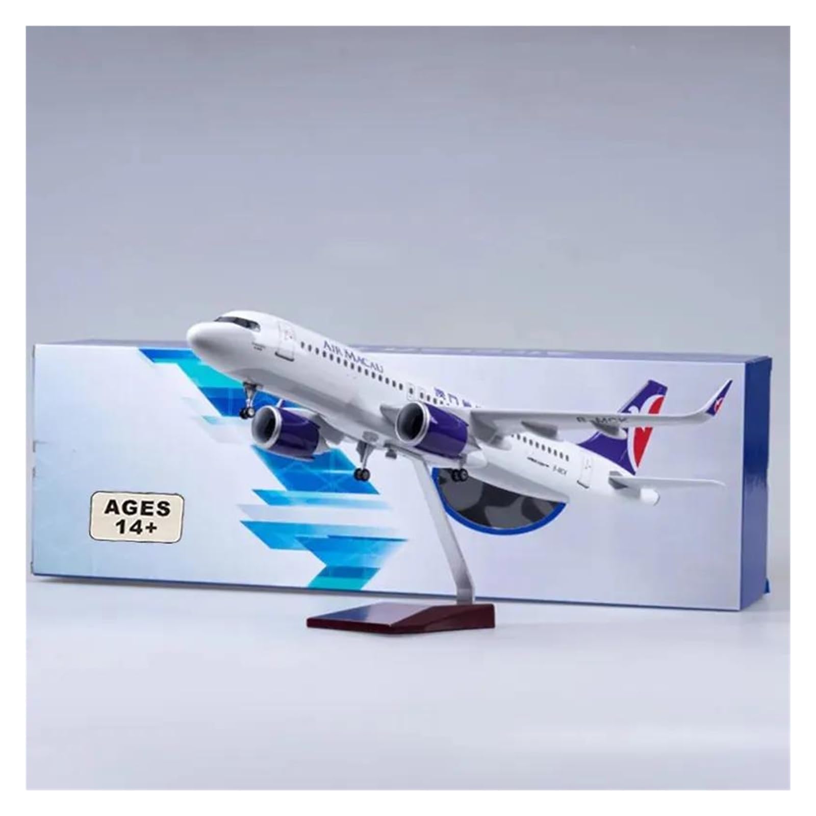 Odlewane zabawki samolotowe skala 47CM modele samolotów dla A320 NEO Macau samolot LED Light i koło podwozie zebrany model samolotu W do zbierania i wyświetlania (z lampą)