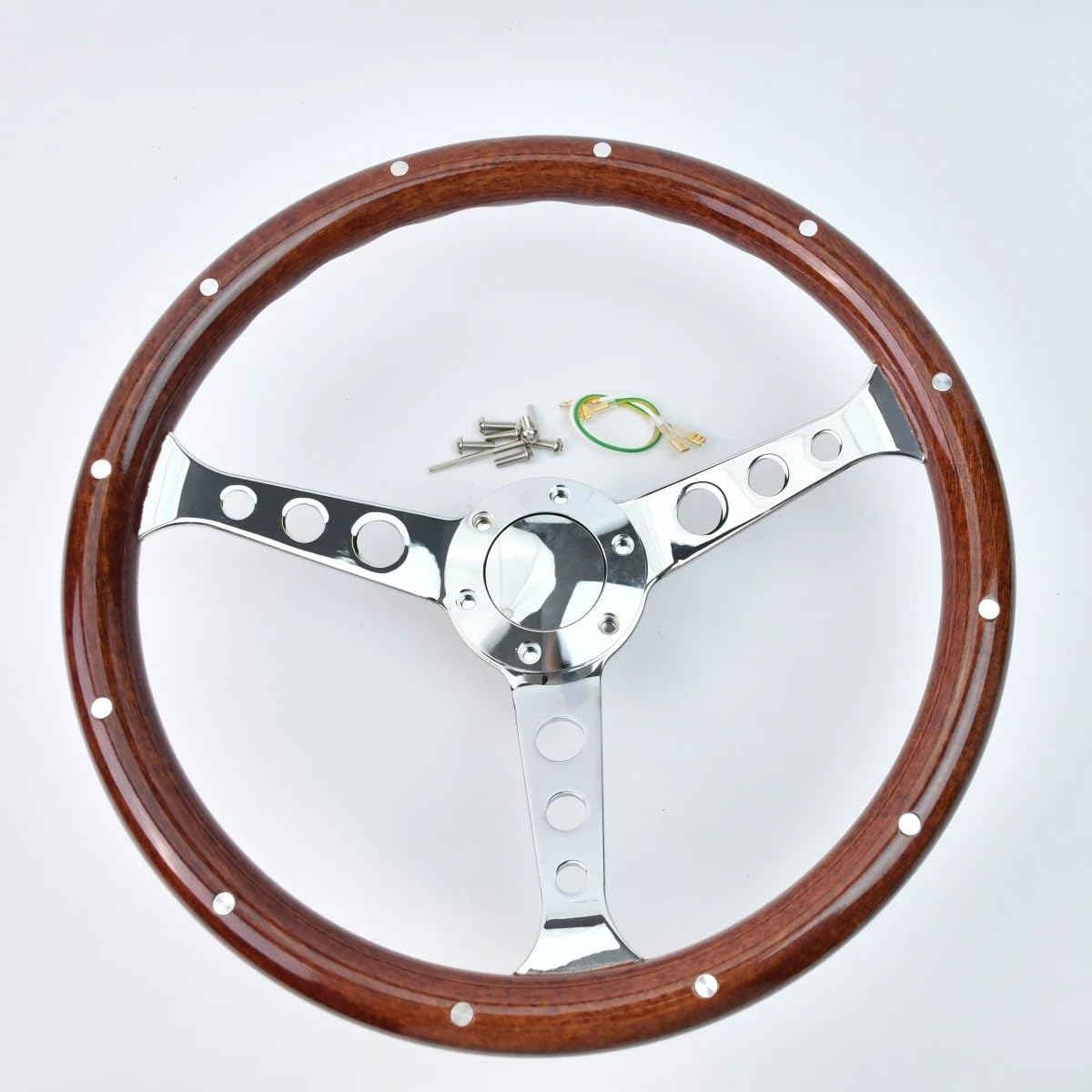 IBNA Volante da Corsa Staffa Universale per Volante con Foro Tondo da 380 Mm con Rivetti