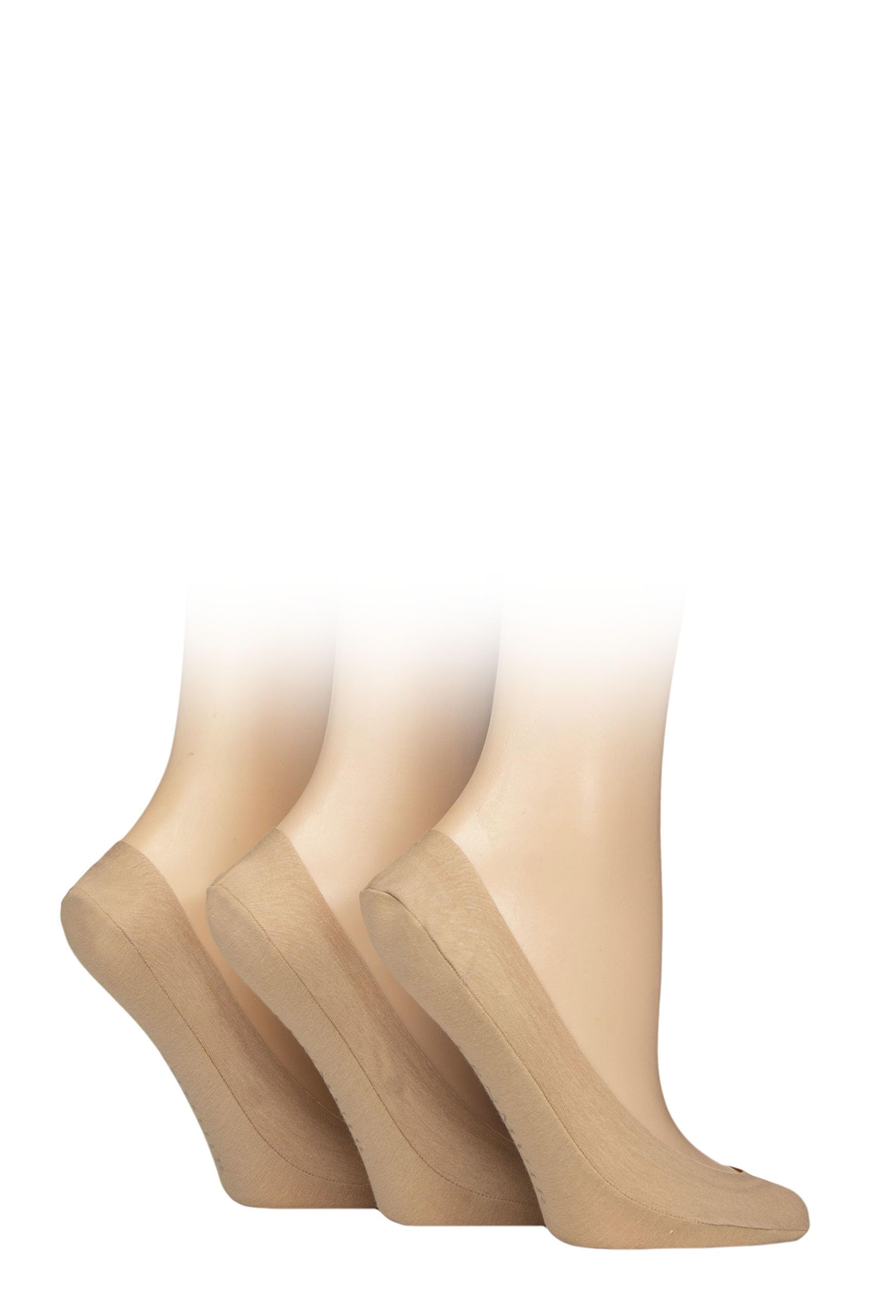 Glenmuir Women's Shoe Liner Socks - Plain, Soft Cotton, Invisible, No Show, Casual, Everyday, 3 Pair Multipack Size 4-8 Nude 1