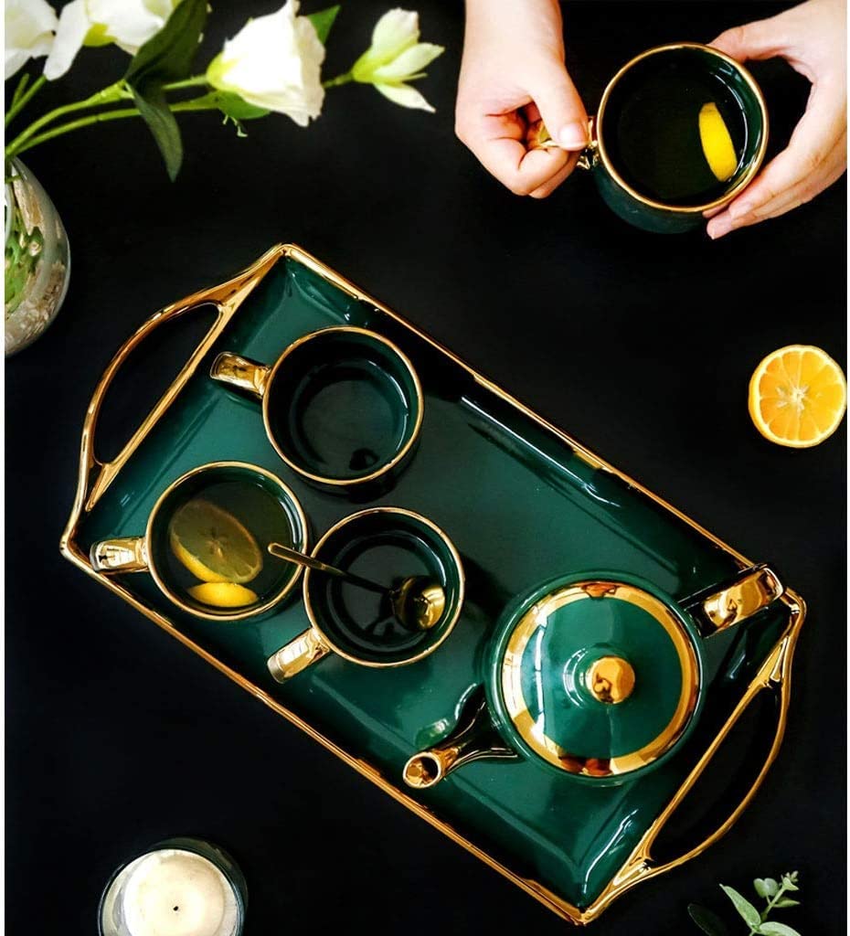 Zestawy Do Herbaty 6 sztuk ceramiczny zestaw do parzenia kawy i herbaty Nordic Phnom Penh 4 szklanki wody dekoracje zestaw filiżanek z tacą domowe przybory kuchenne Zestaw Filiżanek Do Kawy I Herbaty