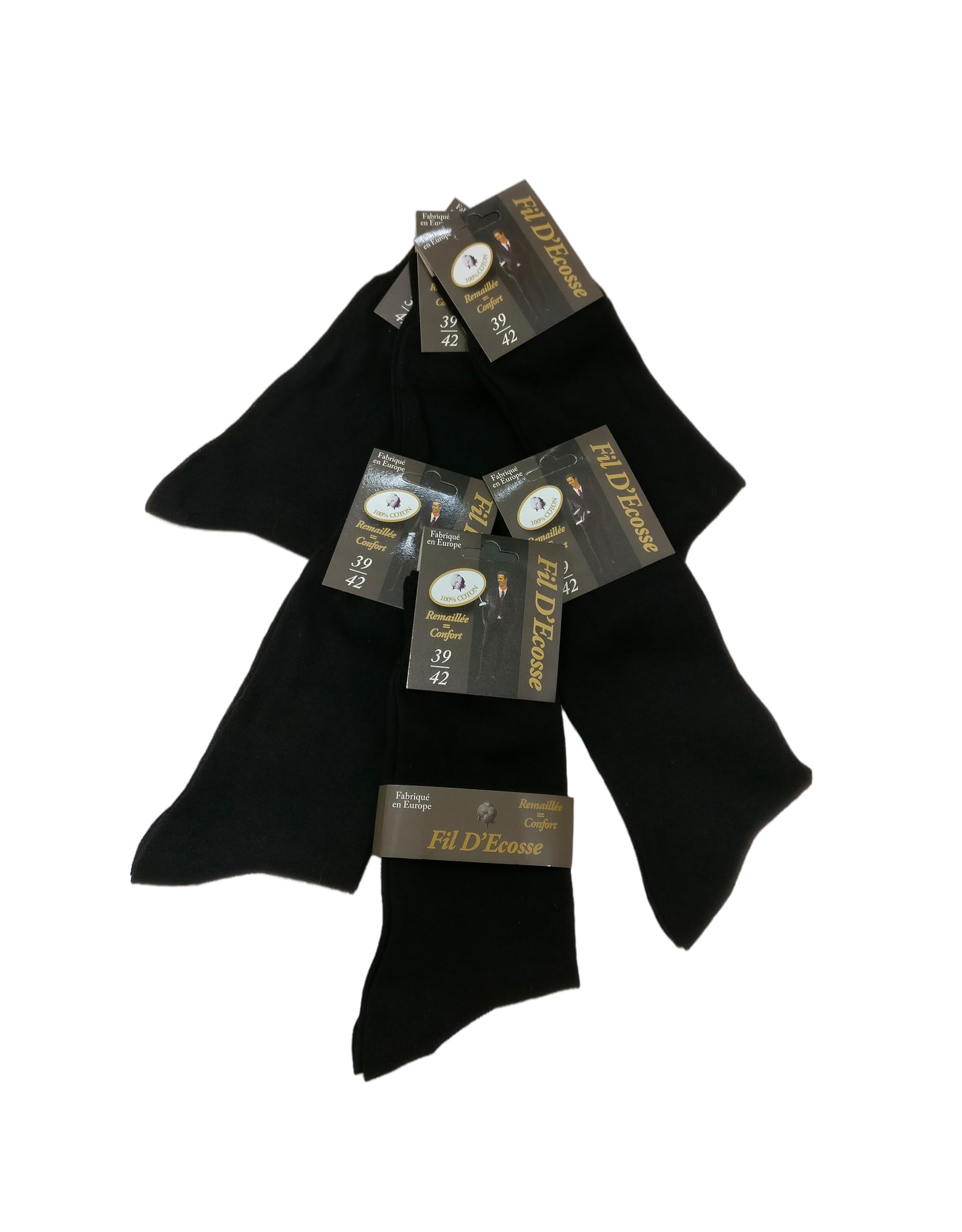 Fil D'Ecosse Pack 6 pares Calcetines hilo de escocia, Calcetines ejecutivos hombre, Calcetines hombre vestir 100% algodón, Talla M (39-42) y Talla L (43-46)