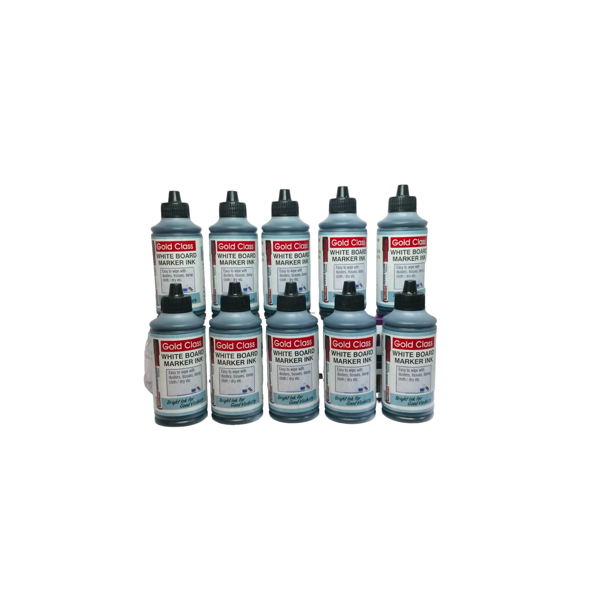Gold Class White Board Marker Ink(100ml) (Pack of 10) (Black) | Suitable for White Board Surface |School Stationery |Easily Refill |Bold Black Color |Smudge Proof|Quick Drying |Indian Brand.-image-11