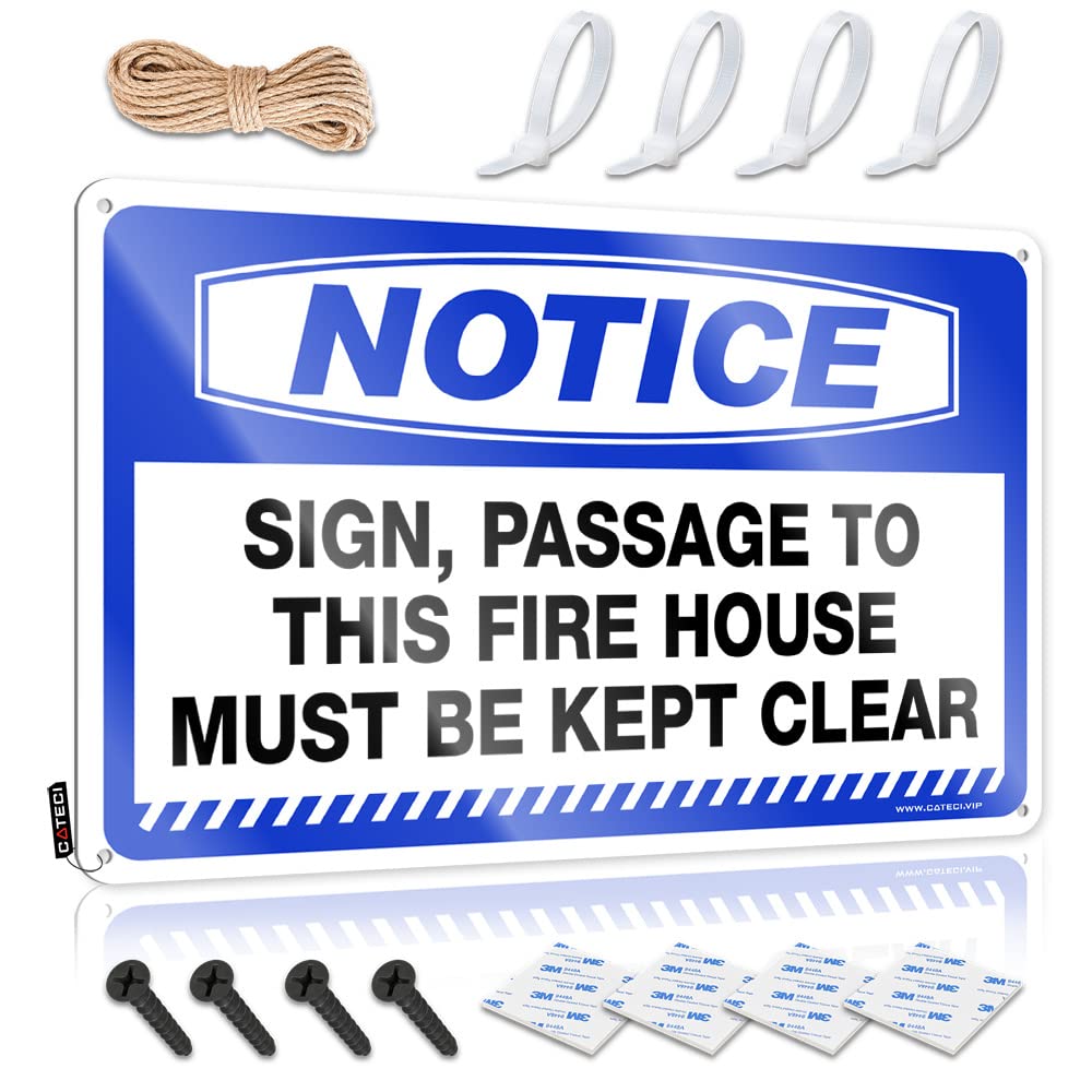 HELIOFORGE Outdoor Signs And Decor Notice Sign, Passage To This Fire House Must Be Kept Clear Tin Signs For Bedroom Door Metal Signs For Garage Man(30X40CM)