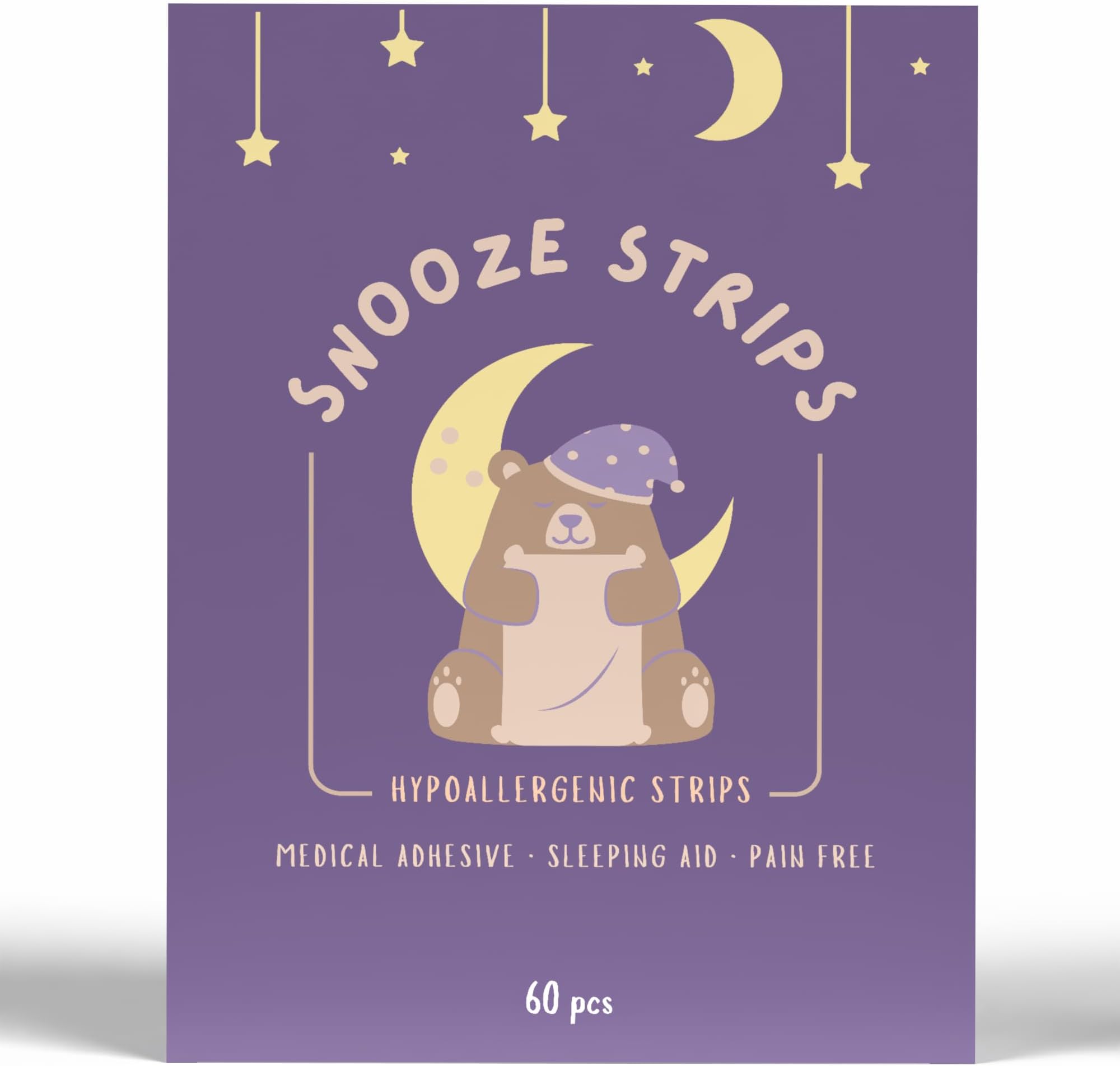 Snooze Strips- Gentle Rejuvenating Strips for Sensitive/Acne Prone Skin 60 Pcs- 2 Month Supply. Optimized Adhesiveness, Minimalistic, Pain-Free, Mouth Tape