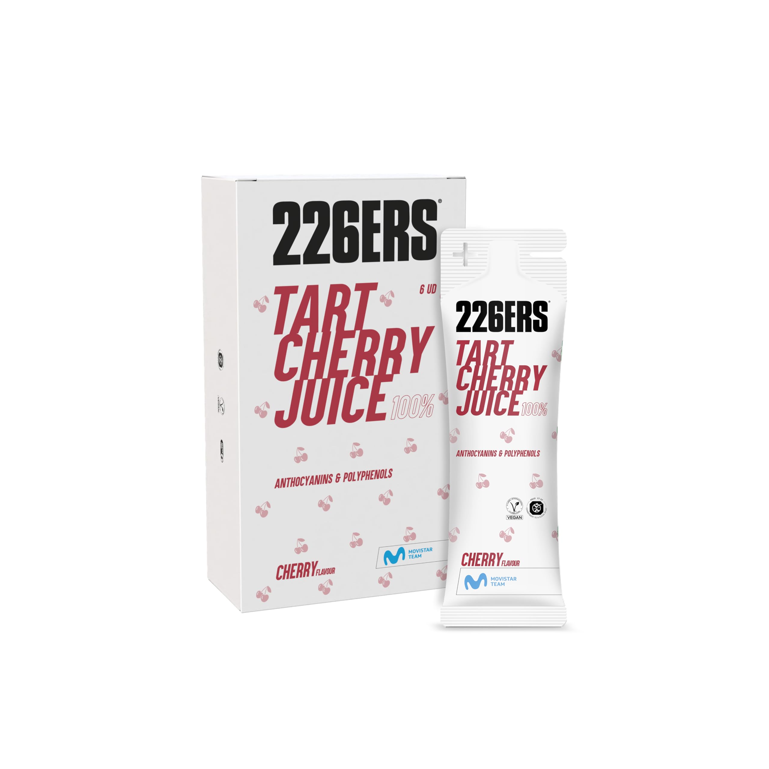 226ERS - Tart Cherry Juice, Zumo de Cereza Concentrado, Recuperador Muscular para Deportistas, Ayuda al Descanso y Antiinflamatorio, Rico en Antocianinas, Vegano y sin Gluten, Pack 6 Unidades x 60 ml
