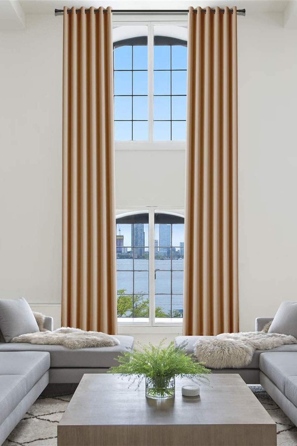 TWOPAGES Extra Long Curtain, 120 Inch Long for Loft Essential Darkening Thermal Insulated Curtains for Living Room/Bedroom Blackout Window Drape (Grey 1 Panel 50Wx120L)