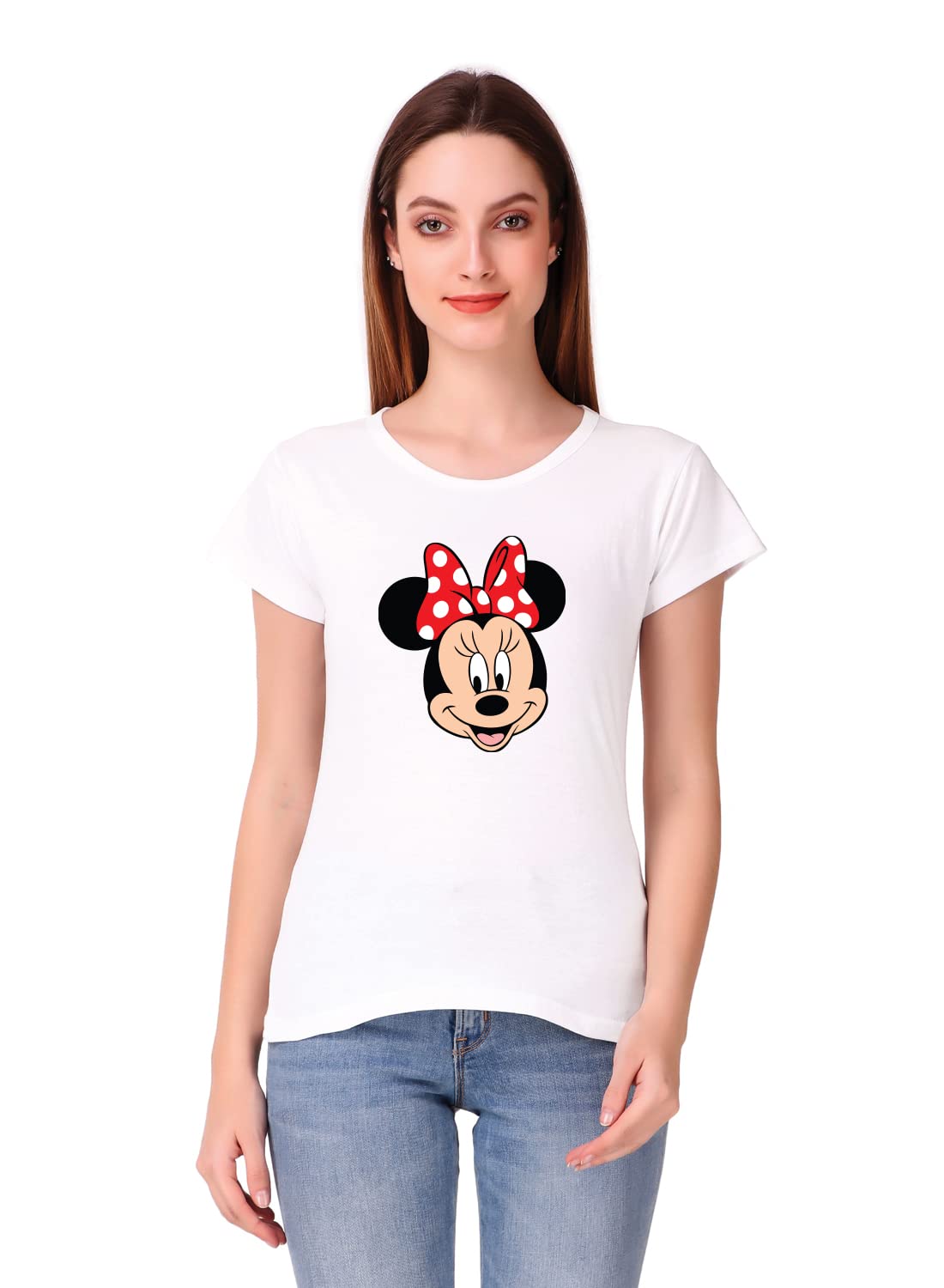 SquareknotGirls Stylish Little Mini Mouse Graphic Printed Premium Trending Stylish Women Tshirts | Round Neck 100% Cotton Summer Special Tshirts for Women YellowTops for Women M