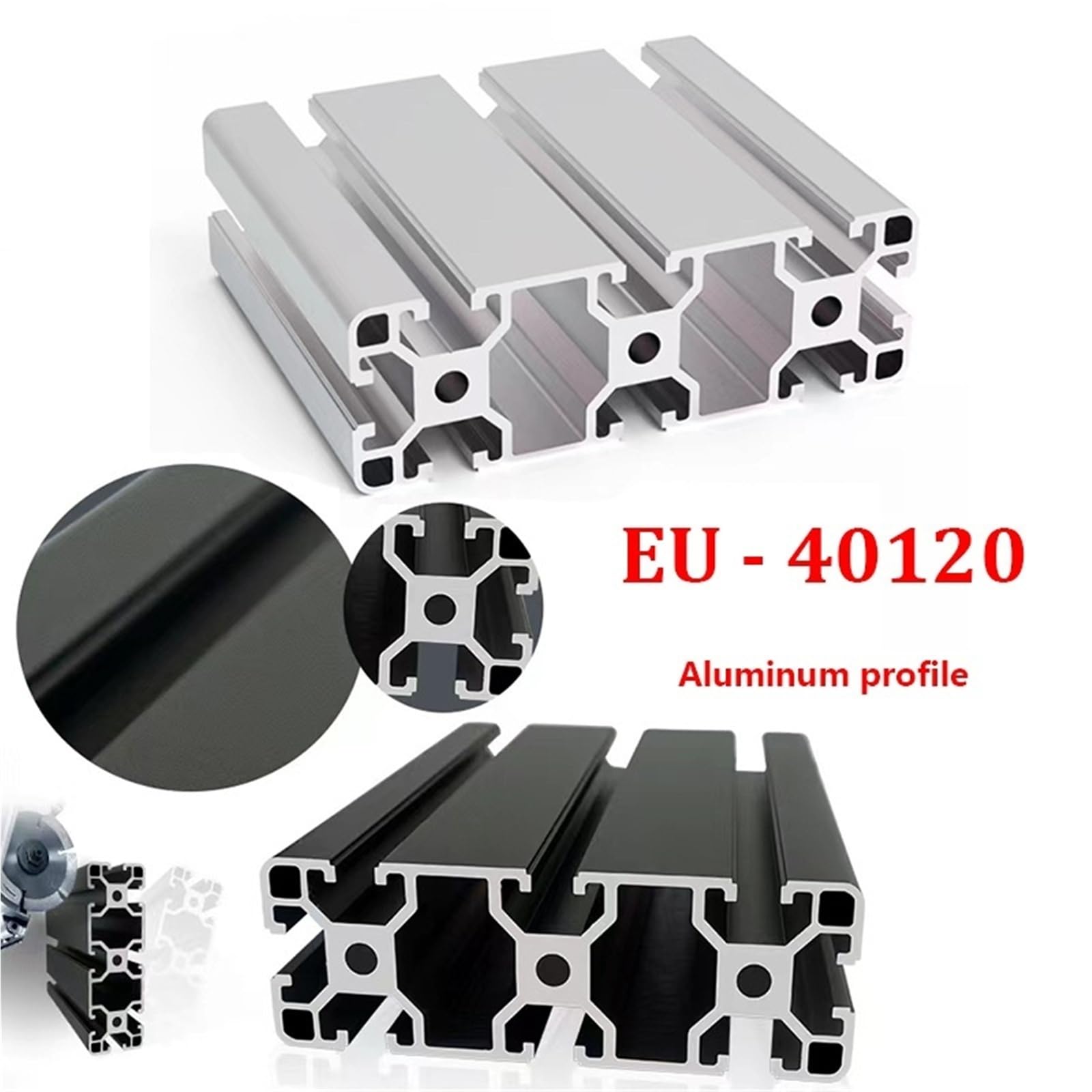 GTPBAO 40120 Profilo in alluminio con scanalatura a T e guida estrusa anodizzata lineare for telaio di attrezzature for banco da lavoro fai da te Binario estruso(Silver,1000mm long)