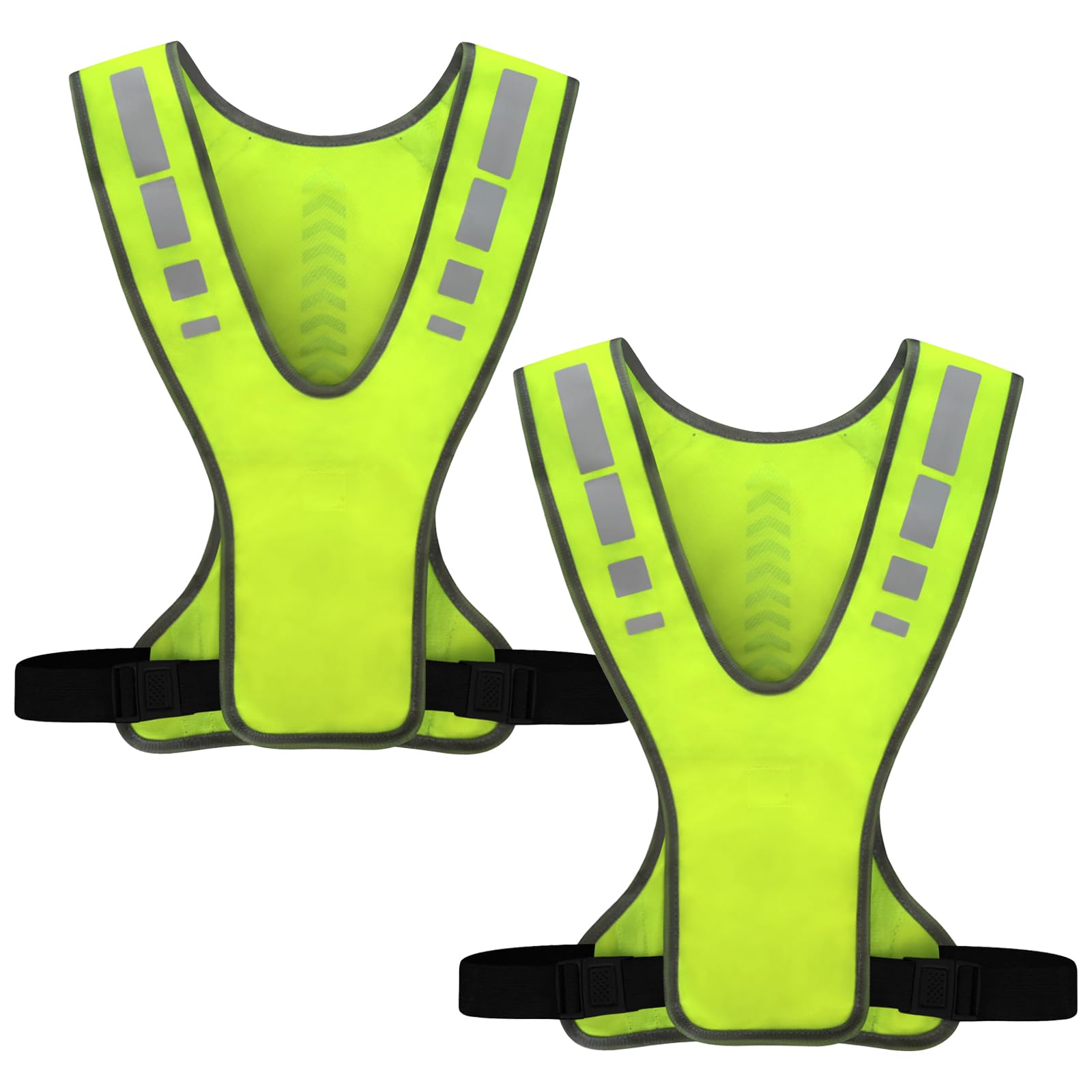 2pezzi Gilet Riflettente Alta visibilità,Bretelle Catarifrangenti Running Regolabile,Giubbotto Riflettente,Giubbotti di Sicurezza Riflettenti Giallo Fluorescente,per Fare Gogging