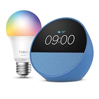 Echo Spot | Blu + Tapo L530EA Lampadina LED Smart (E27)