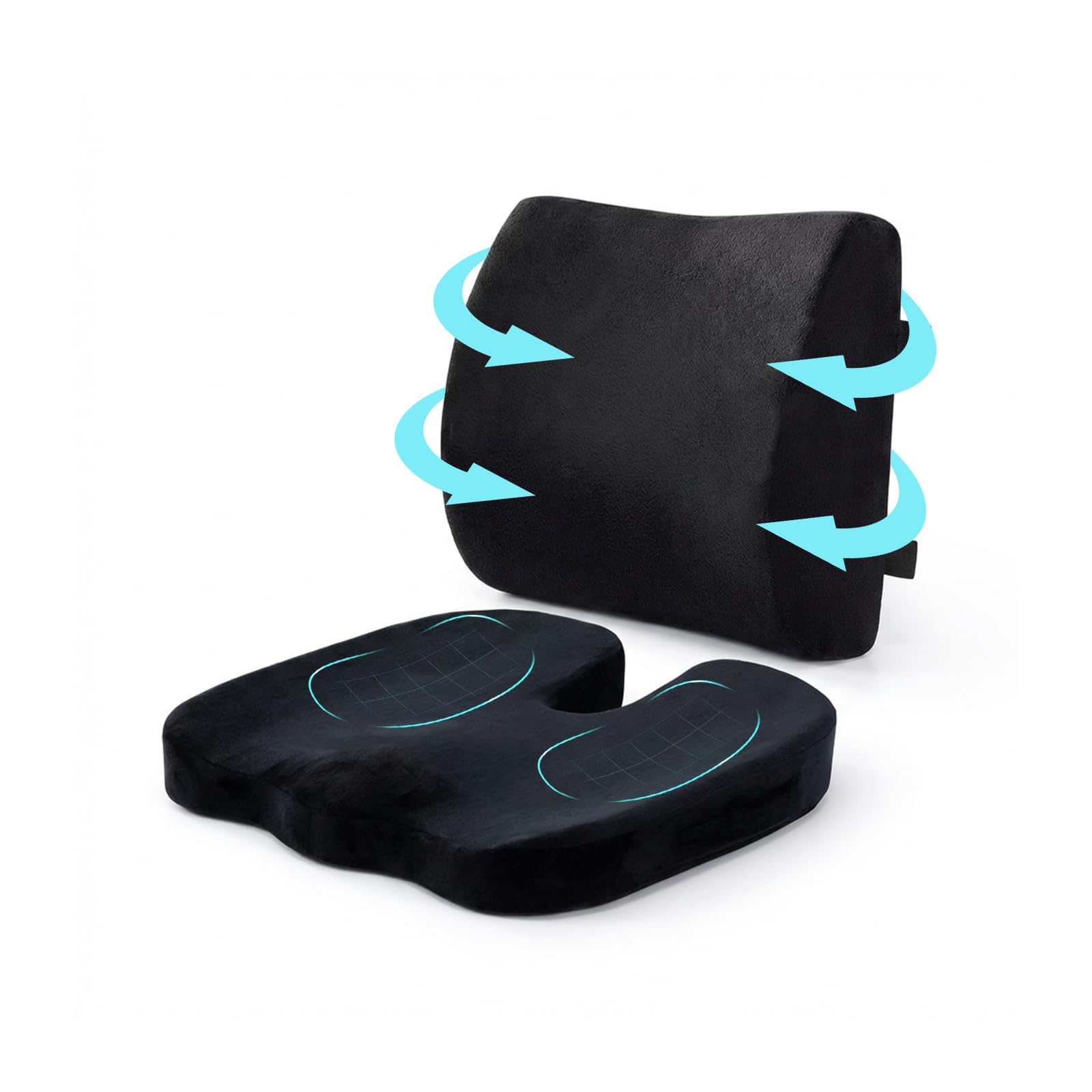 Memory Foam Seat Cushion with Lumbar Support, Orthopaedic Coccyx Cushion