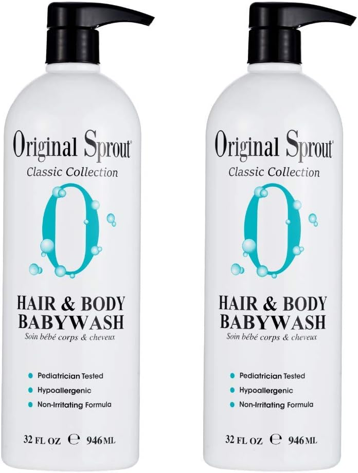 Original Sprout Hair and Body Baby Wash. Organic Vegan Baby Shampoo and Body Wash for Sensitive Skin. 32 Ounces. 2 Pack. (Packaging May Vary)