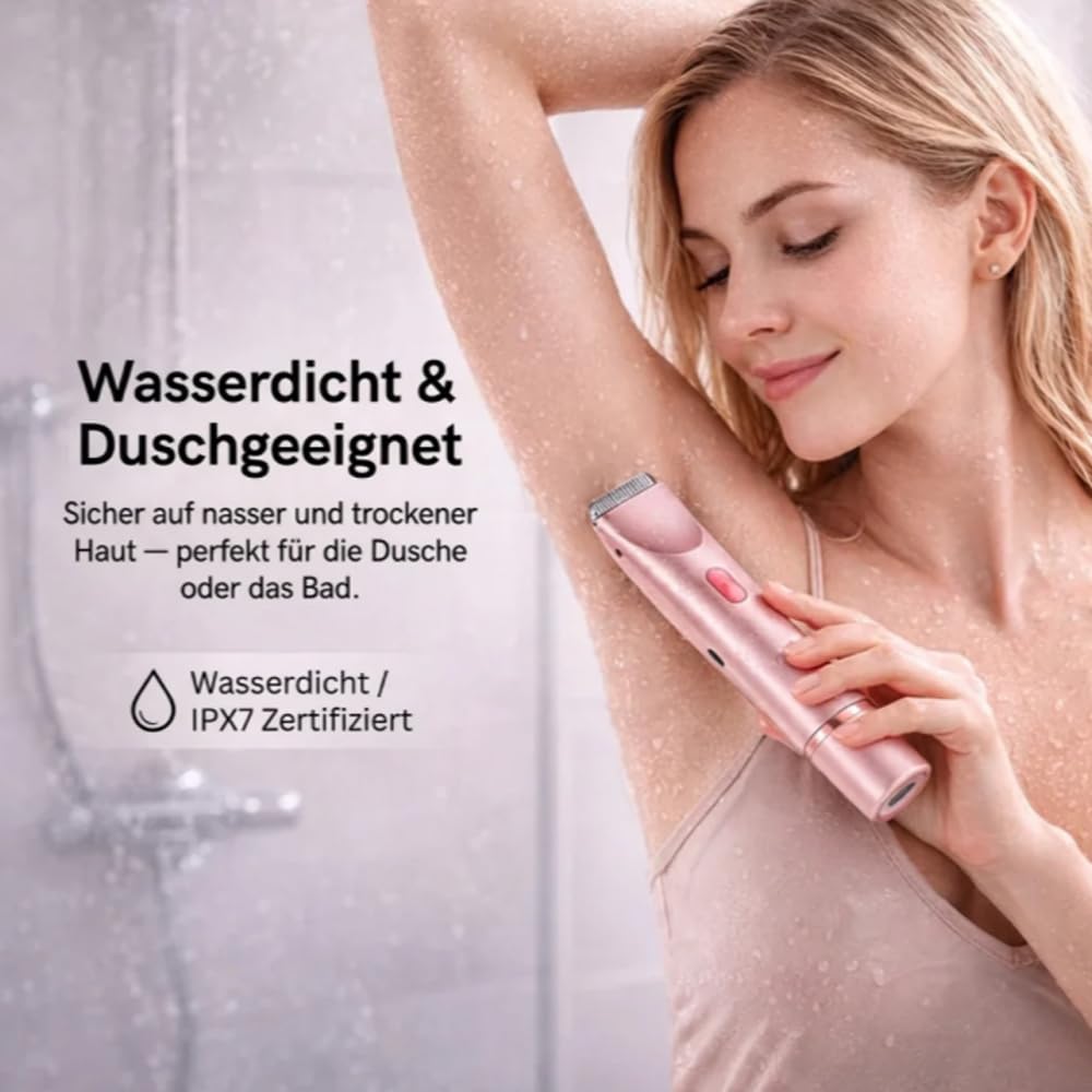 Aluvea Smooth Trim - 2-In-1 Haartrimmer Für Damen | Sanfte & Glatte Rasur Für Bikinizone, Achseln & Gesicht | Gegen Rasurbrand & Eingewachsene Haare (Weiß)