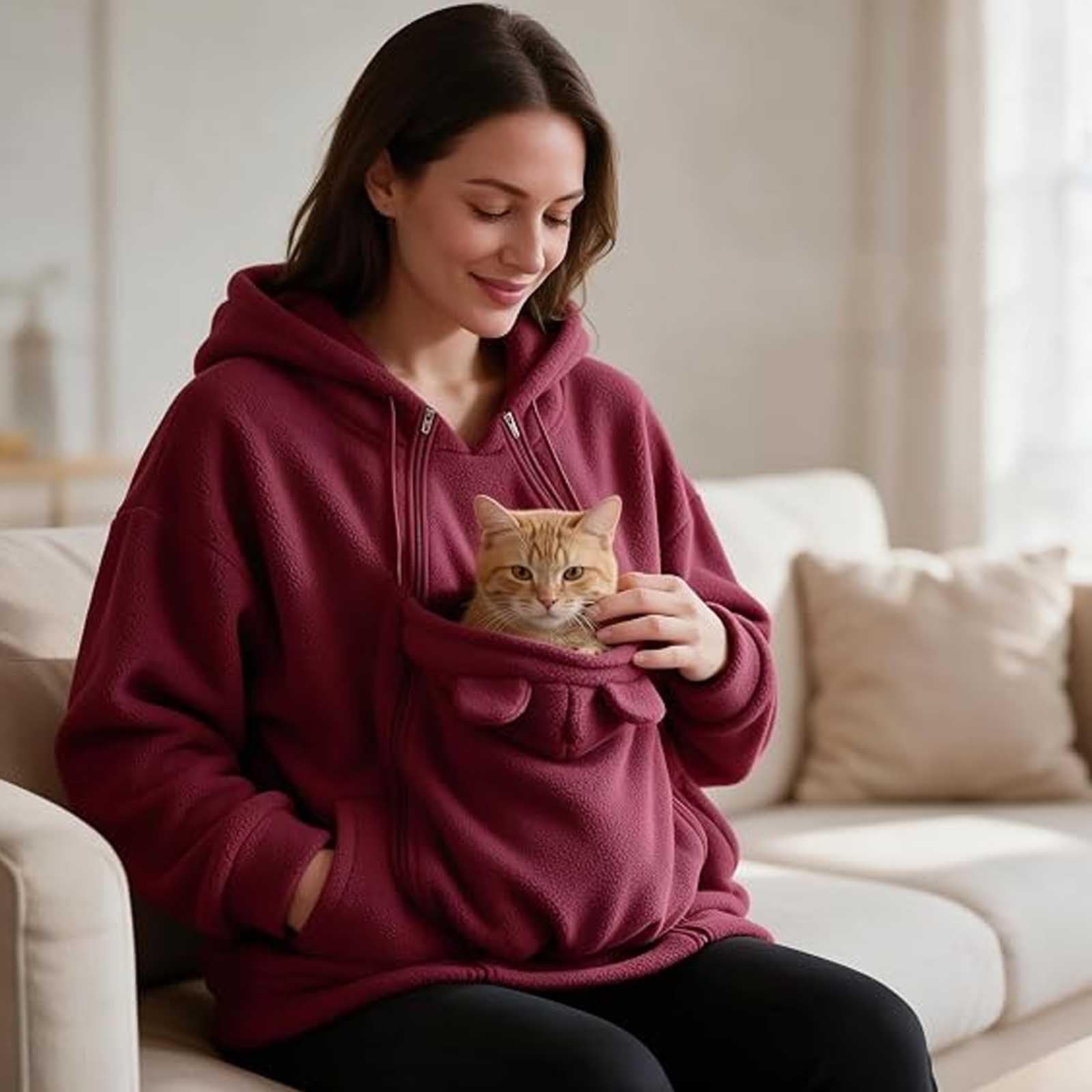 Felpa con Cappuccio e Tasca per Trasporto Animali Cani/Gatti (#H/S)
