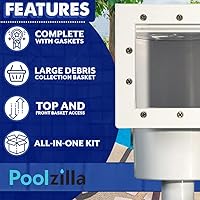 Vista 5 de Poolzilla Kit completo estándar de skimmer de pared para piscina sobre el suelo, blanco