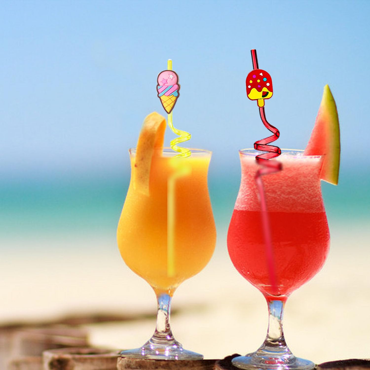 24Pcs Crazy Silly Drinking Straws - Pool & Beach Party Favors, Summer Goodie Bag Stuffers For Kids