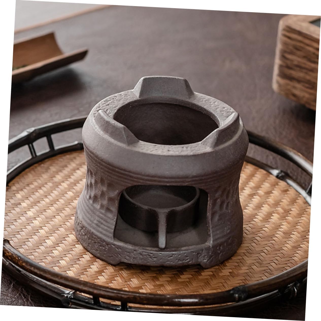 TIDTALEO Ceramic Tea Warmer Candle Holder Retro Teapot Heating Base for Household Use High-Temperature Resistant Tea Tray