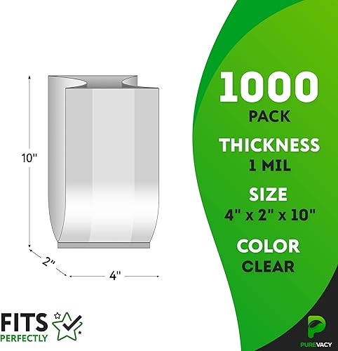 Miniatura 2 de Paquete de 1000 bolsas de plástico transparentes con fuelle lateral para regalos, 4 x 2 x 10 pulgadas. Bolsas de regalo de plástico transparente de