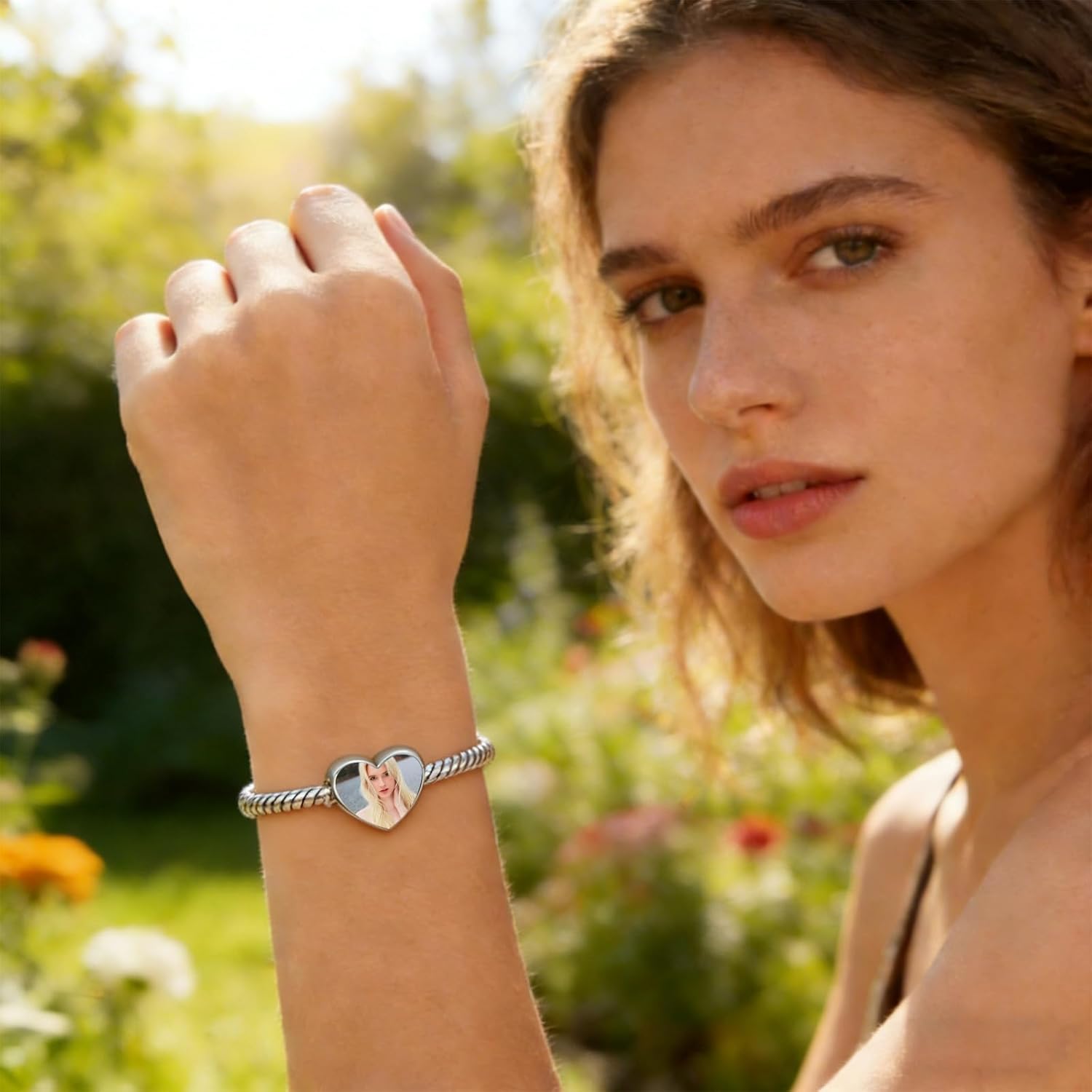 WBW Custom Photo Bracelet Charms Personalised Picture Heart Pendants Bead for Women Bracelet Necklace Valentine's Day, Birthday, Mother's Day for Mom Wife - Image 6