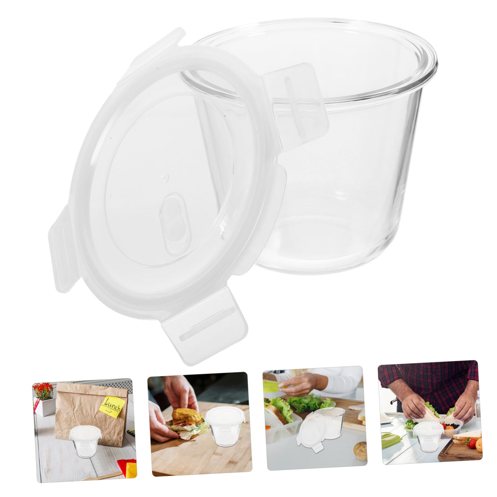Fiambrera de Vidrio con Tapa Hermética de 700ml, Fácil de Limpiar Buen Sellado para Comedor o Restaurante Color Aleatorio