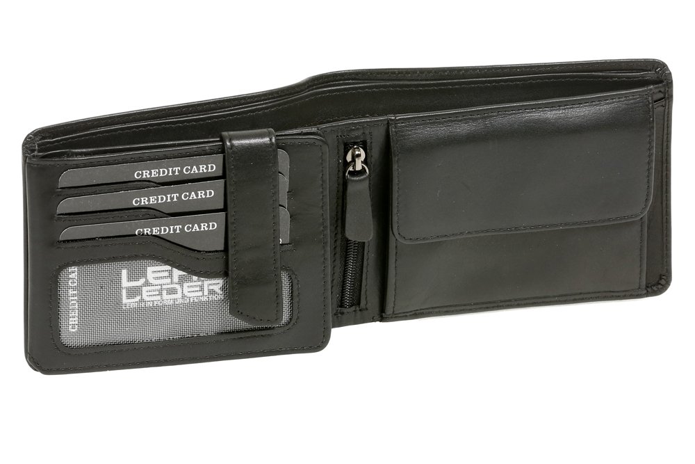 LEAS Hochwertige Scheintasche mit Riegel mit Box Echt-Leder, schwarz Elegance-Edition