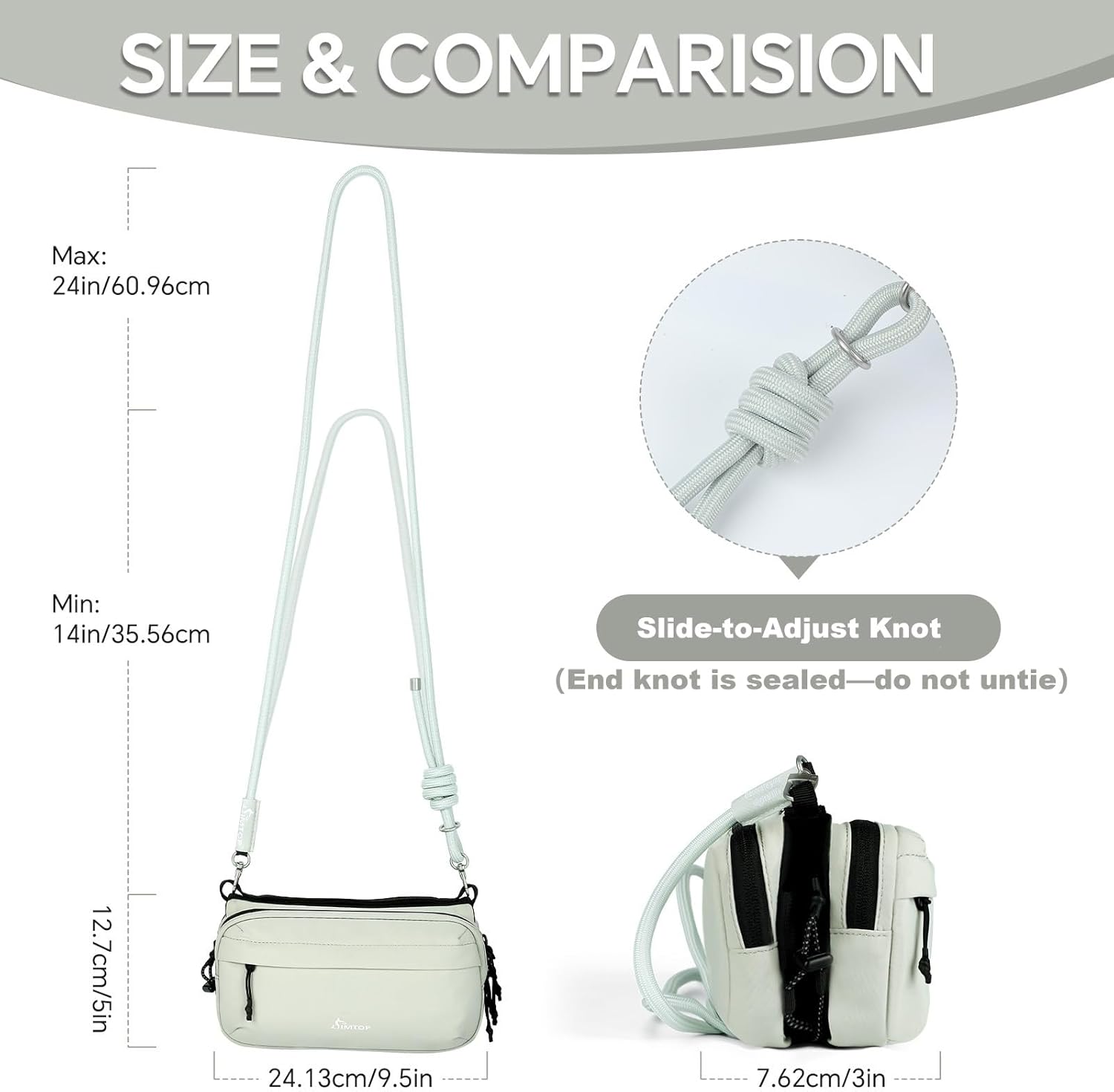 Small Crossbody Travel Bag for Women, Water-Resistant Nylon, RFID Blocking, Organizer with Bottle Slot, Adjustable Rope Strap - Image 3