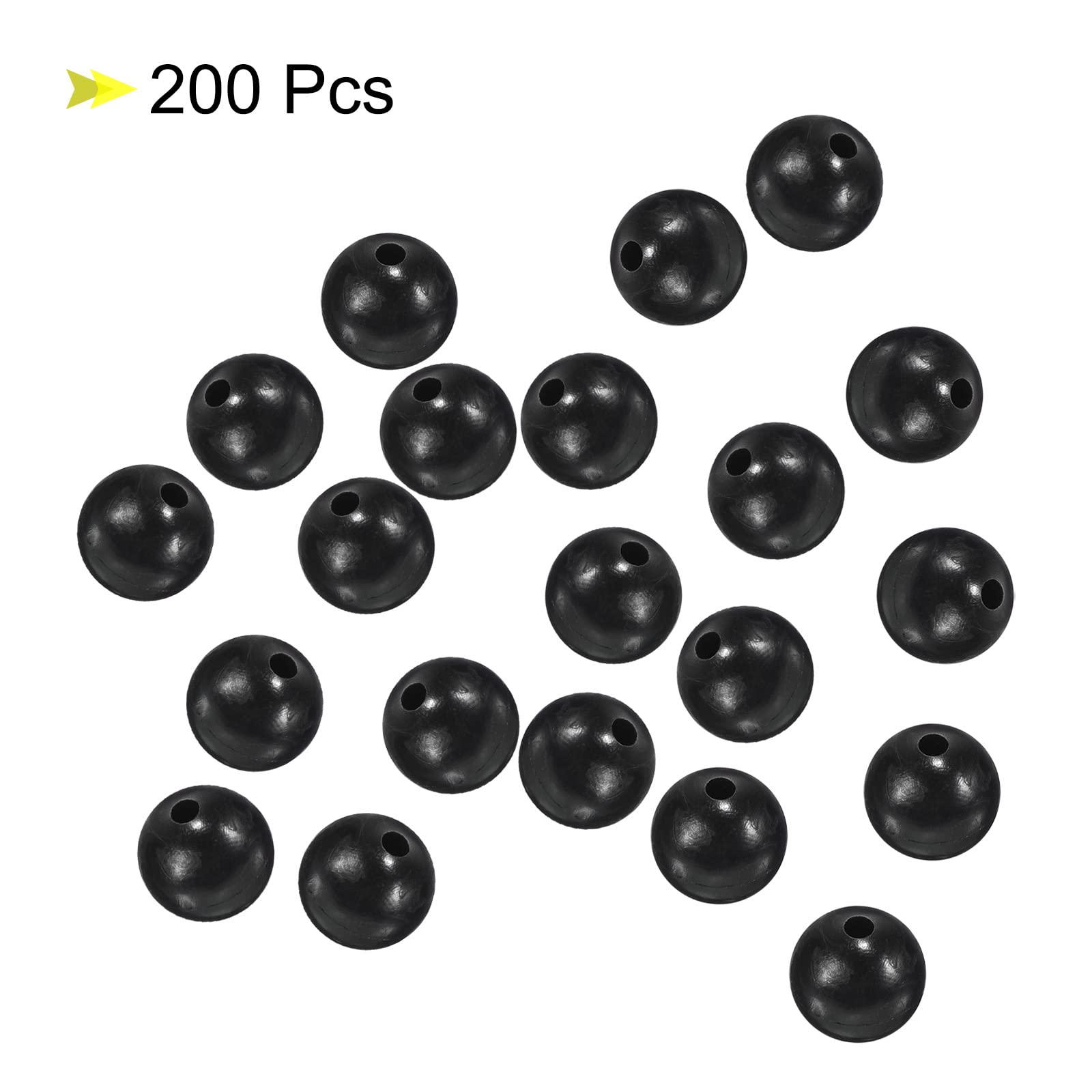 PATIKIL 7mm Pesca Cuentas, 200uds Suave Plástico Pesca Cebo Huevos Aparejo Cuenta Aparejo Herramienta Redonda, Negro