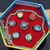 Anime Katekyo Reborn 7 Gemstone Vongola Family Rings Cosplay Accessories