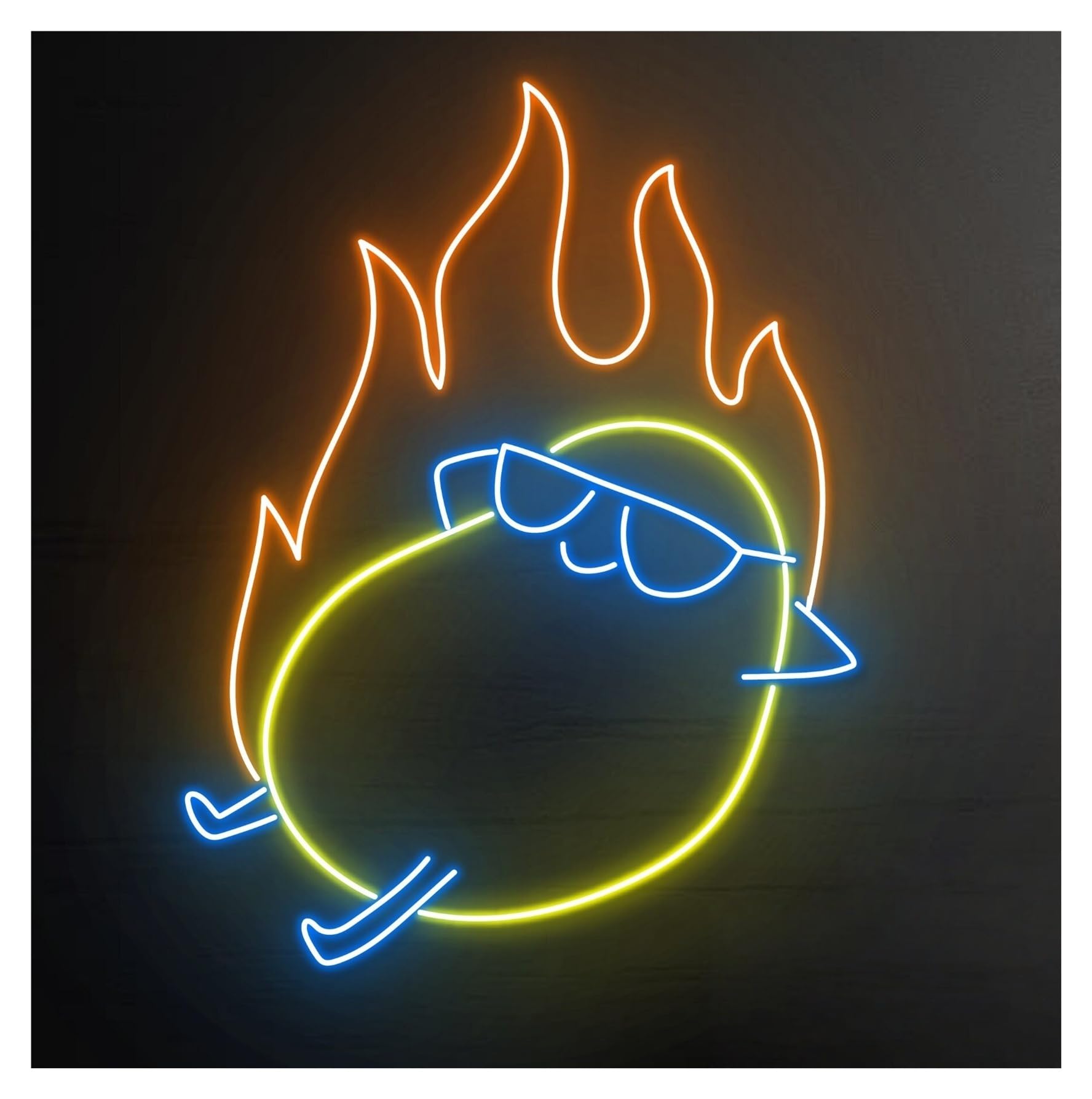 Decoración Lámparas Letrero De Neón Patata Caliente Con Gafas Sol En Llamas, Luz LED, Decoración Pared Para Habitación, 45cm