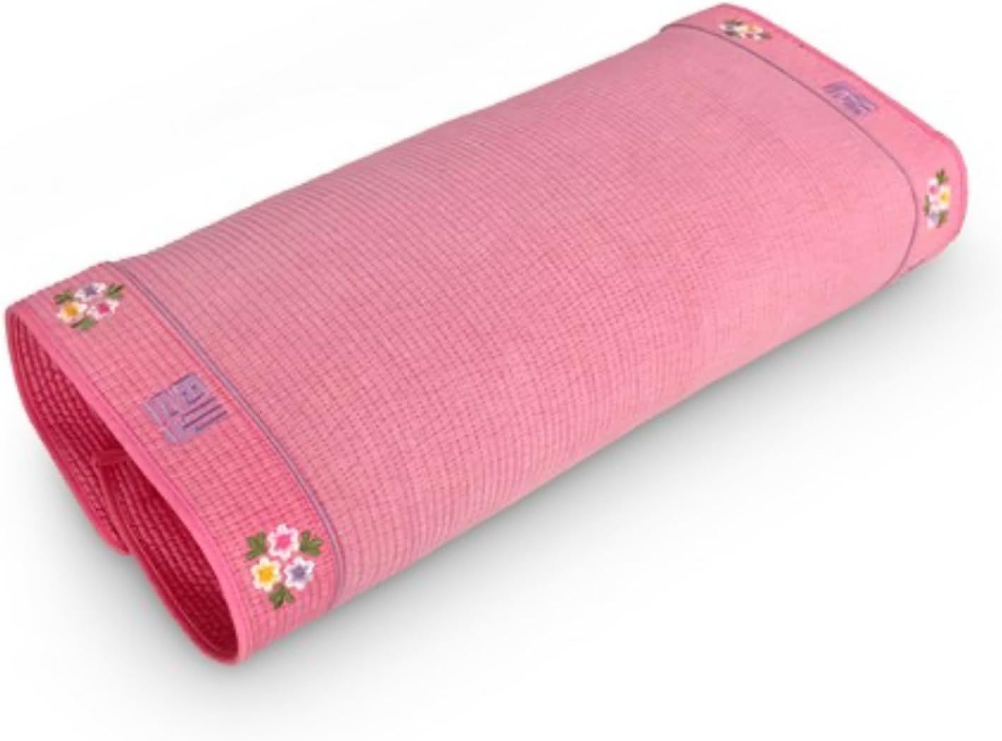 Pigment Chungmu Embroidery Cypress Buckwheat Square Neck Pillow, Neck Support Pillow for Pain Relief & Comfortable Sleep (Pink)