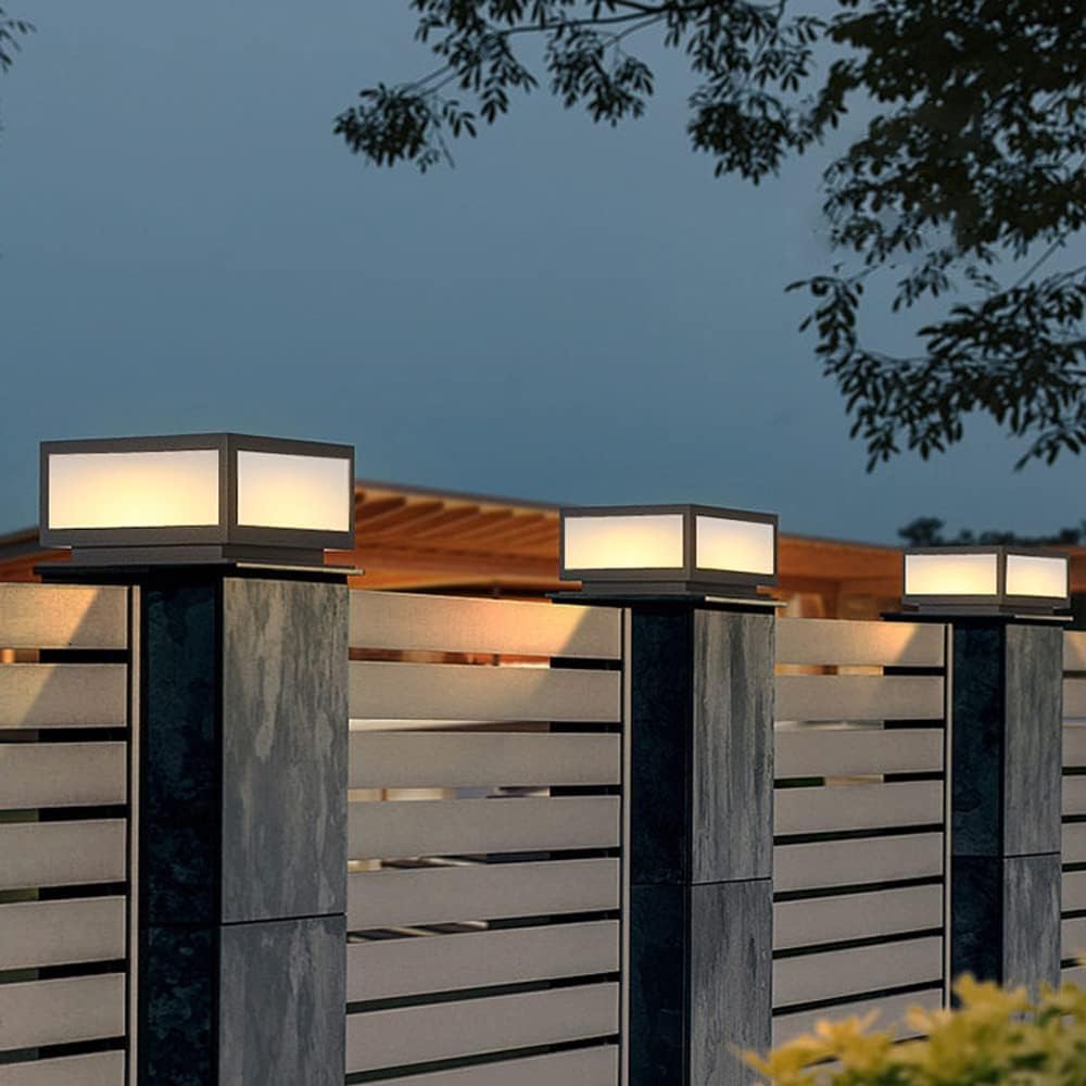 Lampy solarne na słupku ogrodzeniowym - Latarnia retro Lampa LED na ścieżkę do krajobrazu, ogrodu i trawnika - Oświetlenie wejścia za pomocą słupków oświetleniowych w kolumnach