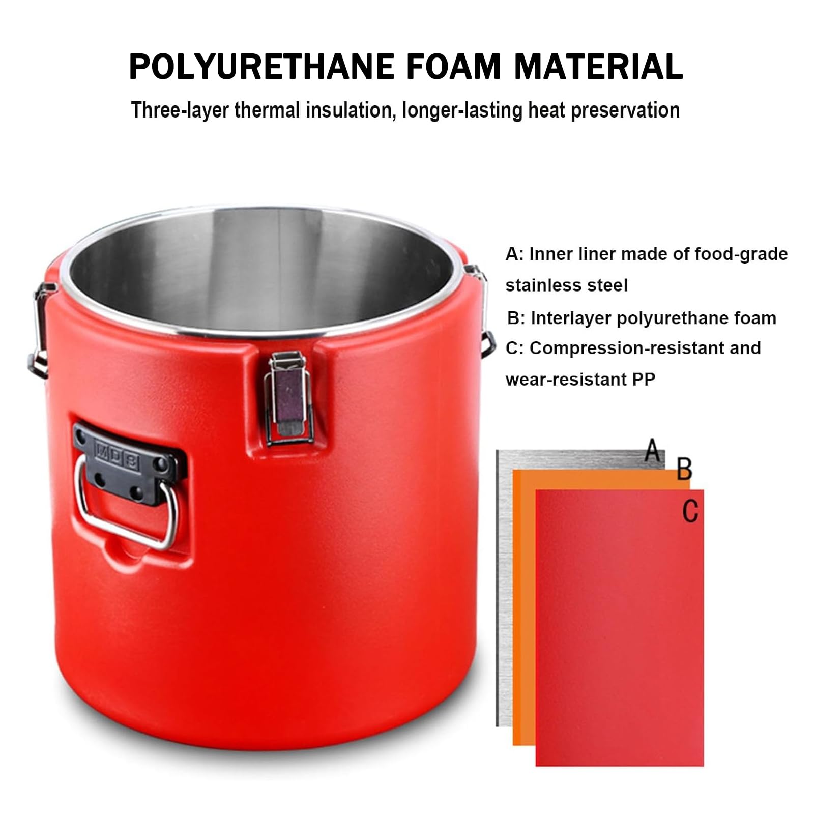 Contenitore termico per zuppe, in acciaio inox, rotondo, 30 l, per bevande calde e fredde, isolamento 24 ore, ideale per catering, uso commerciale