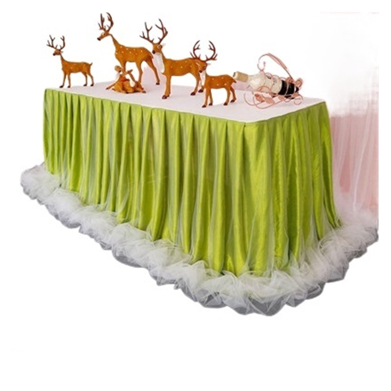 LuoAXINN Tutu Table Skirt Chiffon Organza Wedding Table Skirt for Cloth Party Banquet Decoration Skirting(Green)