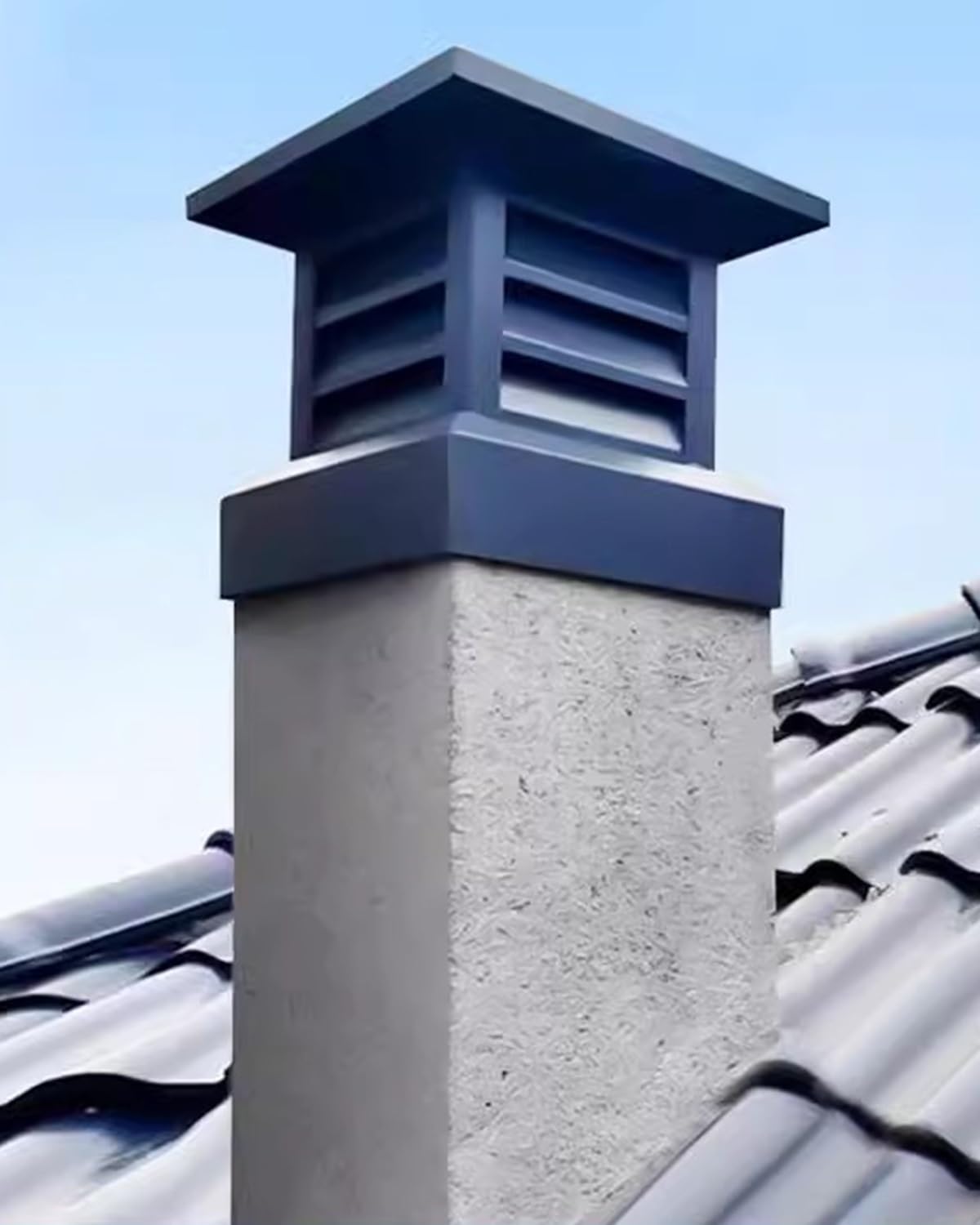 BHFLJSAQ Chimney Rain Caps,Chimney Cap for Anti Downdraft, Waterproof Louvre Flue Cover, 27.6" x 27.6" Cooker Hood Topper, Bird Stopper for Wood Stove, Living Room & Accessories