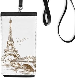 The Eiffel Tower Paris France Phone Wallet Purse Hanging Mobile Pouch Black Pocket