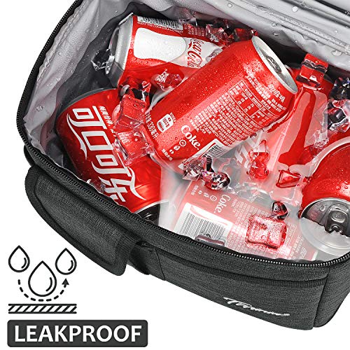 Tirrinia Insulated Lunch Bag, Leakproof Thermal Bento Cooler Tote For Women And Men, Dual Compartment With Shoulder Strap, 10.3" X 7.5" X 8.6", Black #TOP4