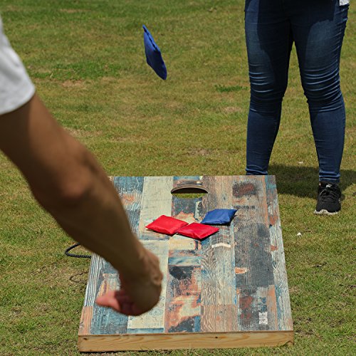OOFIT Solid Wood Premium 2'x4' Official Size Cornhole Game Set with Fashionable, Durable Printed Surface and Underneath, Portable Regulation Cornhole Bean Bag Toss Game - Thumbnail 6