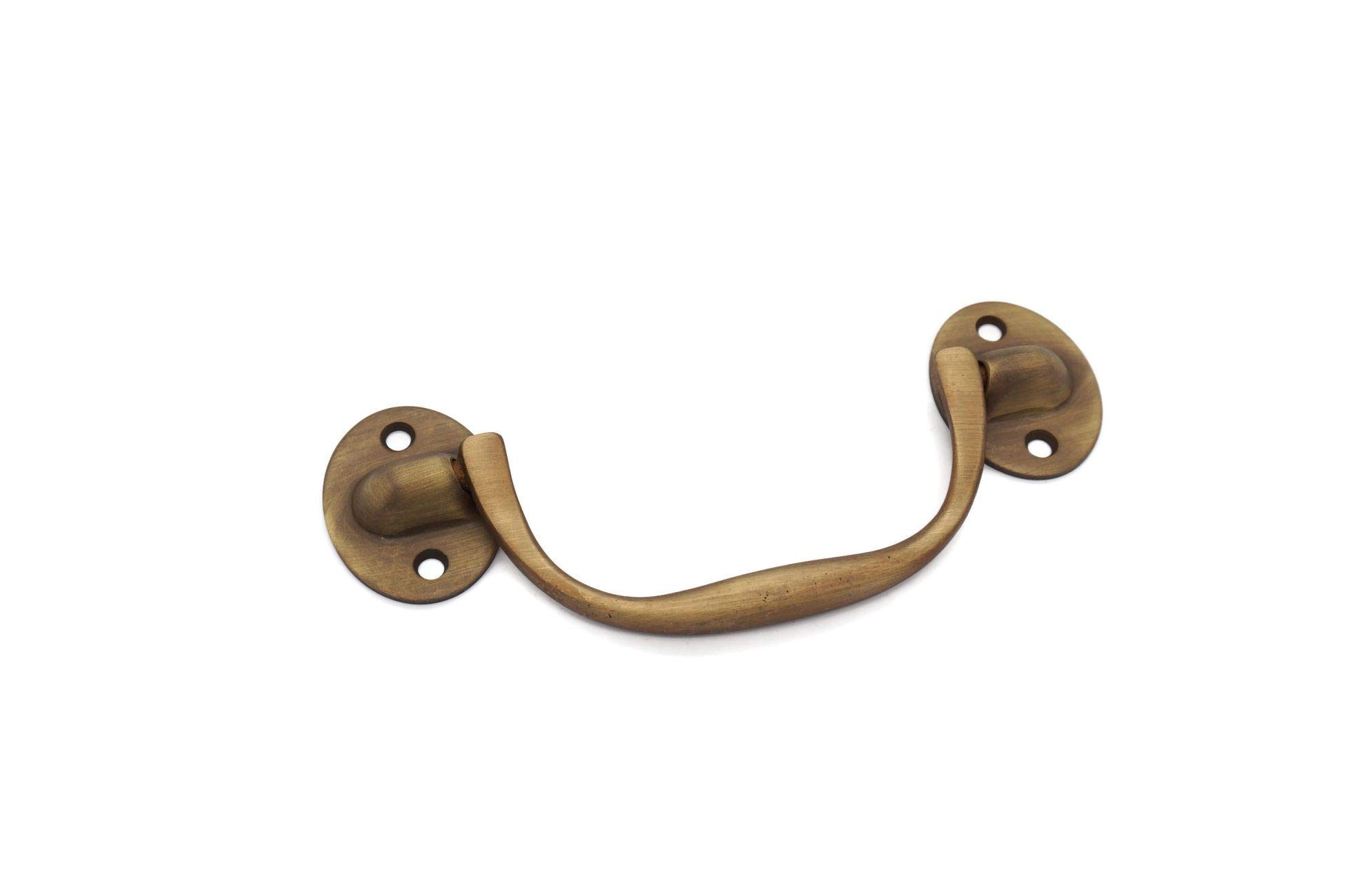 Restore Hardware Chest Lift Handle Antique Trunk Handle Boat Handle Heavy Duty Brass Handle Tool Box Chest Handle Box Handle 90 Degree Stop (See Description) Solid Cast Brass, Antiqued