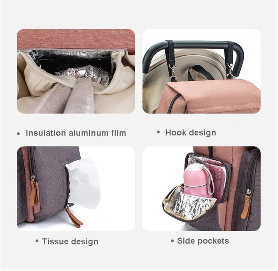 Bolsa Mochila Maternity Land modelo Luxury Premium Rosa com Cinza