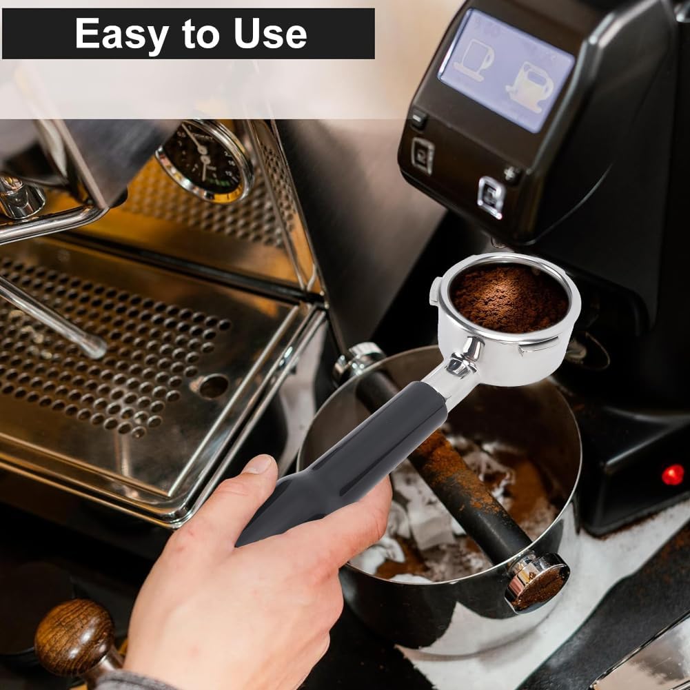 58mm Coffee Portafilter, 3 Ears Stainless Steel Bottomless Portafilter with Filter Basket, Detachable Coffee Portafilter for Coffee Machines (Black)