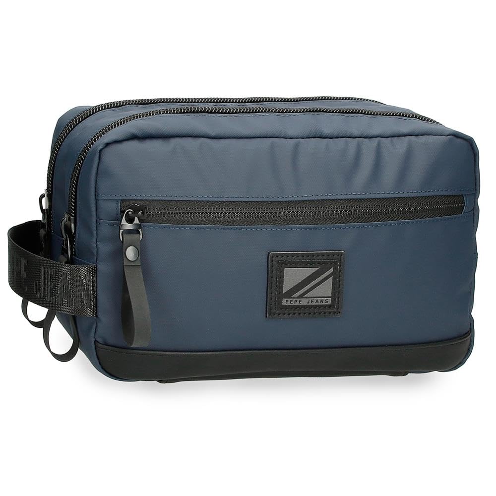 Pepe Jeans Hoxton Toiletry Bag Two Compartments Blue 26x16x12cm Polyester, blue, One Size, Toiletry Bag
