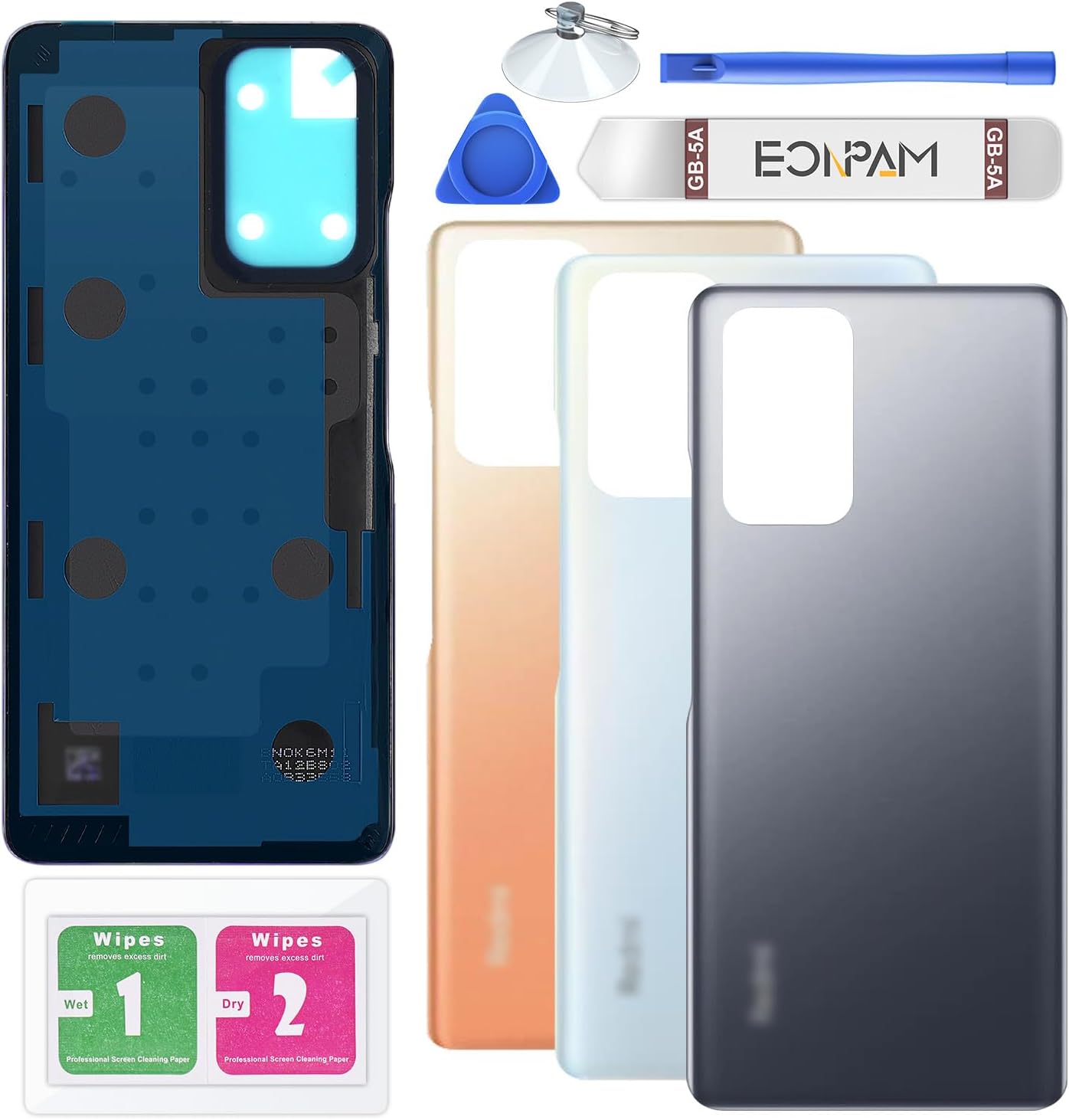 Back Glass Replacement for Xiaomi Redmi Note 10 Pro Back Cover Rear Housing Repair Tool Kit Genuine Rear Glass (Gray)