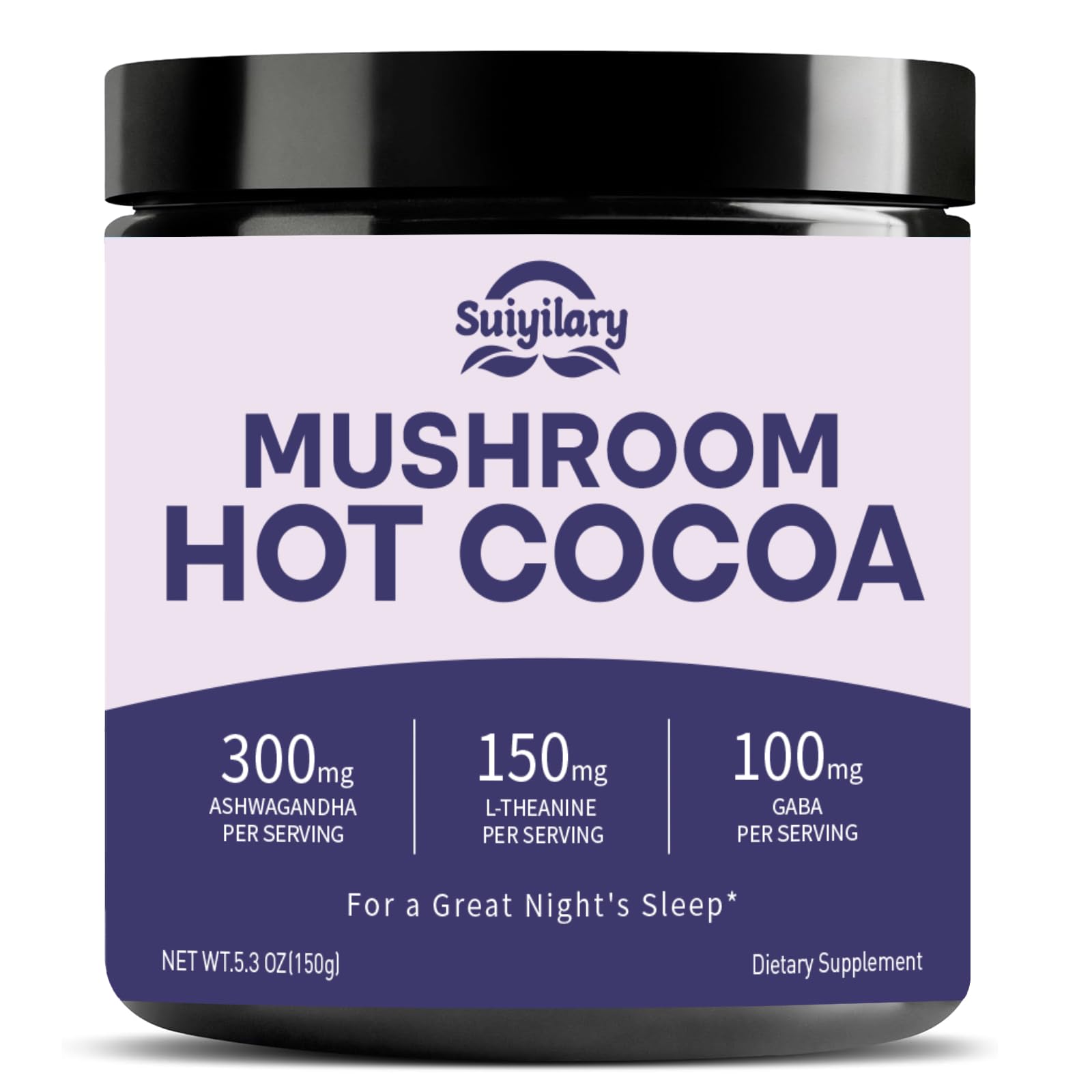 Suiyilary 10 Mushroom Hot Cocoa for Sleep, Sugar Free Keto Cocoa Powder, Nighttime Drink,100mg Magnesium Glycinate, 100mg GABA, 150mg L-Theanine, Help Fall Asleep and Stay Asleep, 15 Servings-image-48