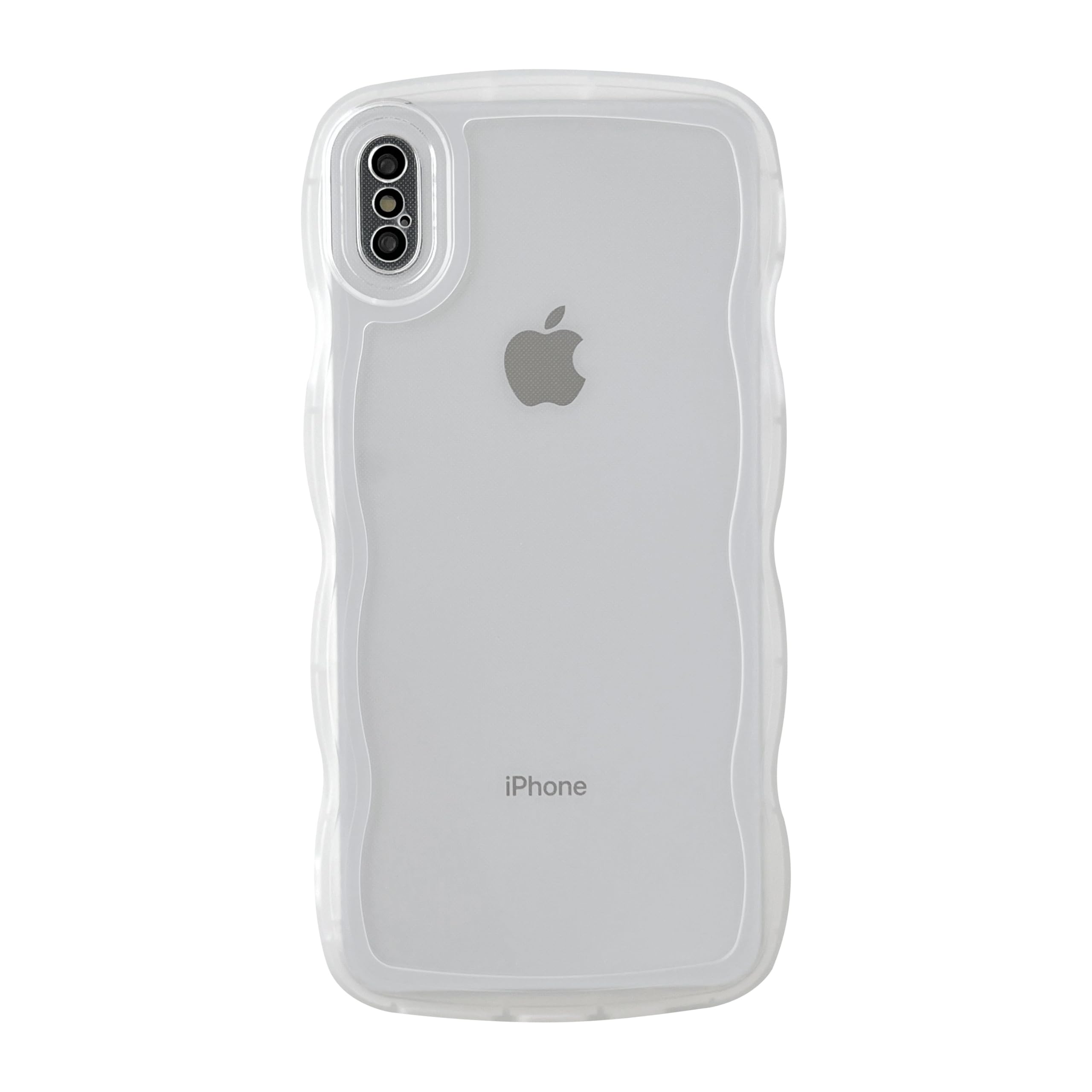 Caseative for iPhone Xs Max Case,Solid Color Curly Wave Frame Clear Soft Phone Case (White,Xs Max)