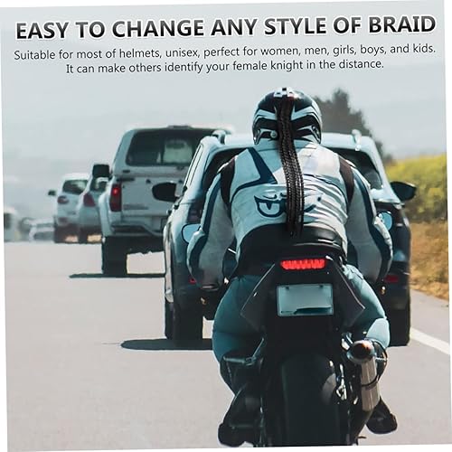 Miniatura 5 de VICASKY 2 piezas casco rastas cola de caballo mujer motocicleta casco cola de caballo para bicicletas casco peluca casco cola de caballo trenza